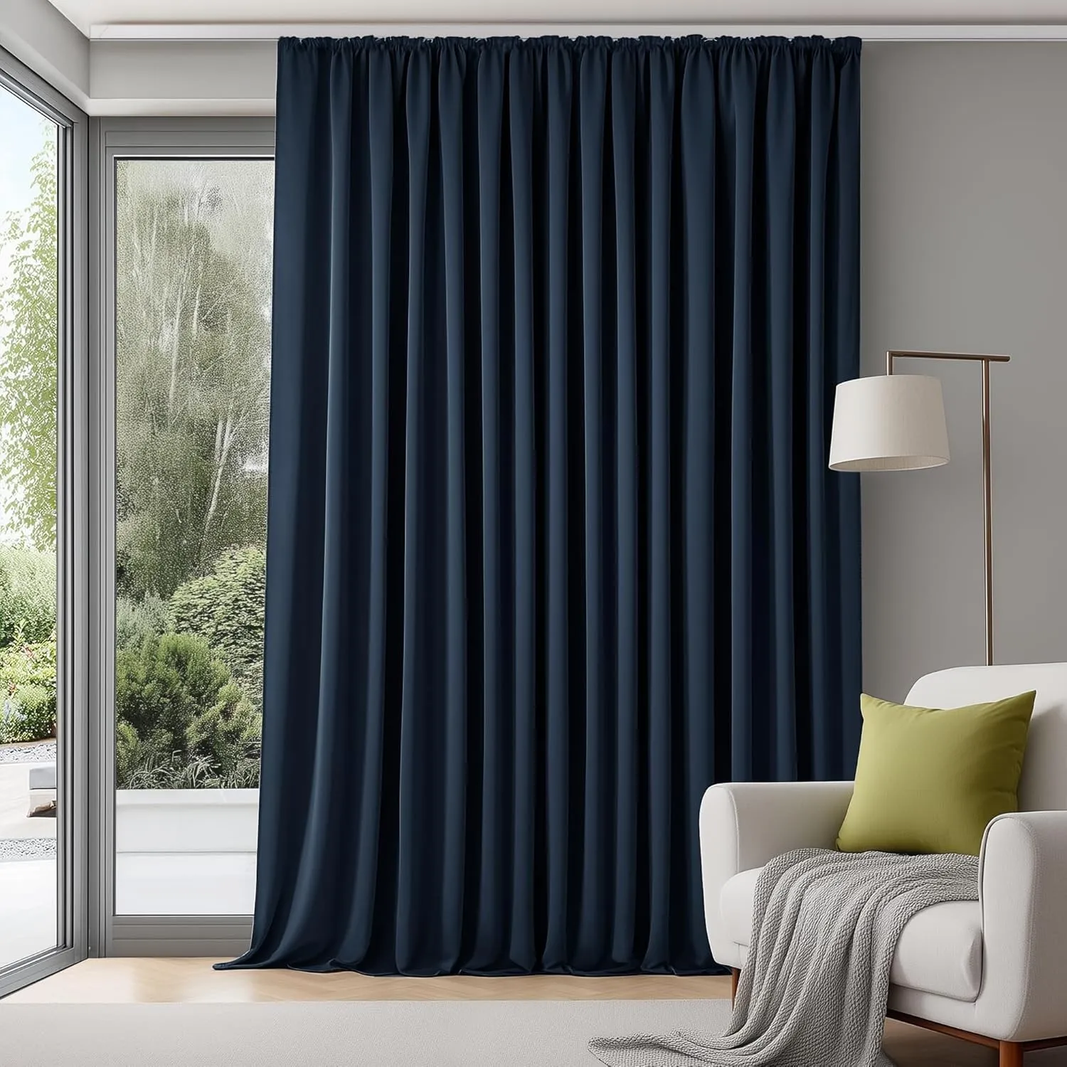Deconovo Gardinen für Schienensystem mit Kräuselband Curtains Dunkelblau