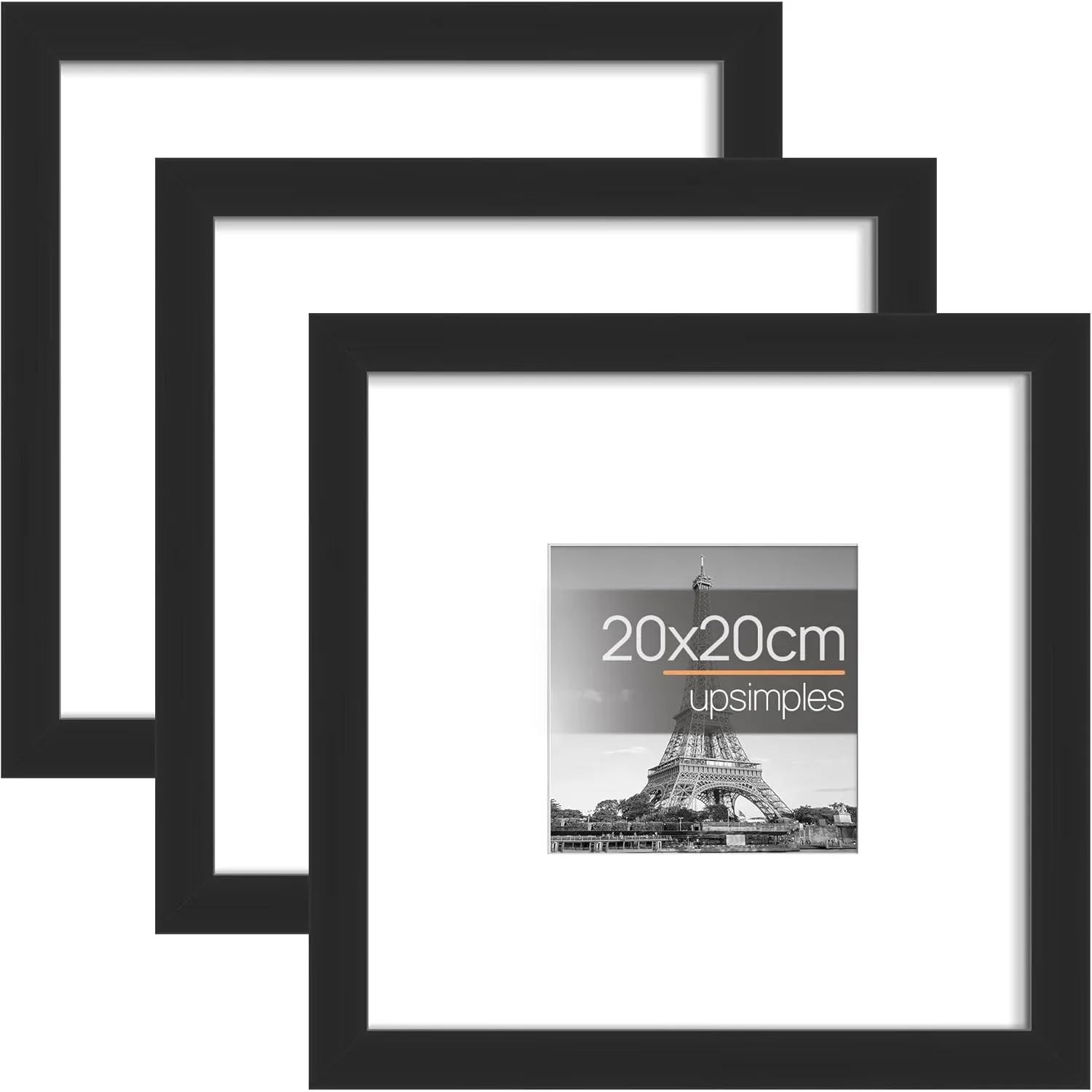 upsimples 3 Pack Bilderrahmen 20x20, Schwarz Rahmen 20x20, Picture Frame für Fotos, Bilder, Poster