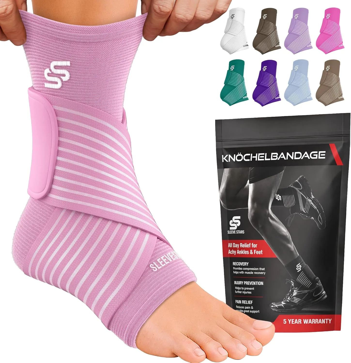 Sleeve Stars Ankle Brace - Plantar Fasciitis & Achilles Tendon Relief, Ankle Bandage with Adjustable Strap, Ankle Brace…