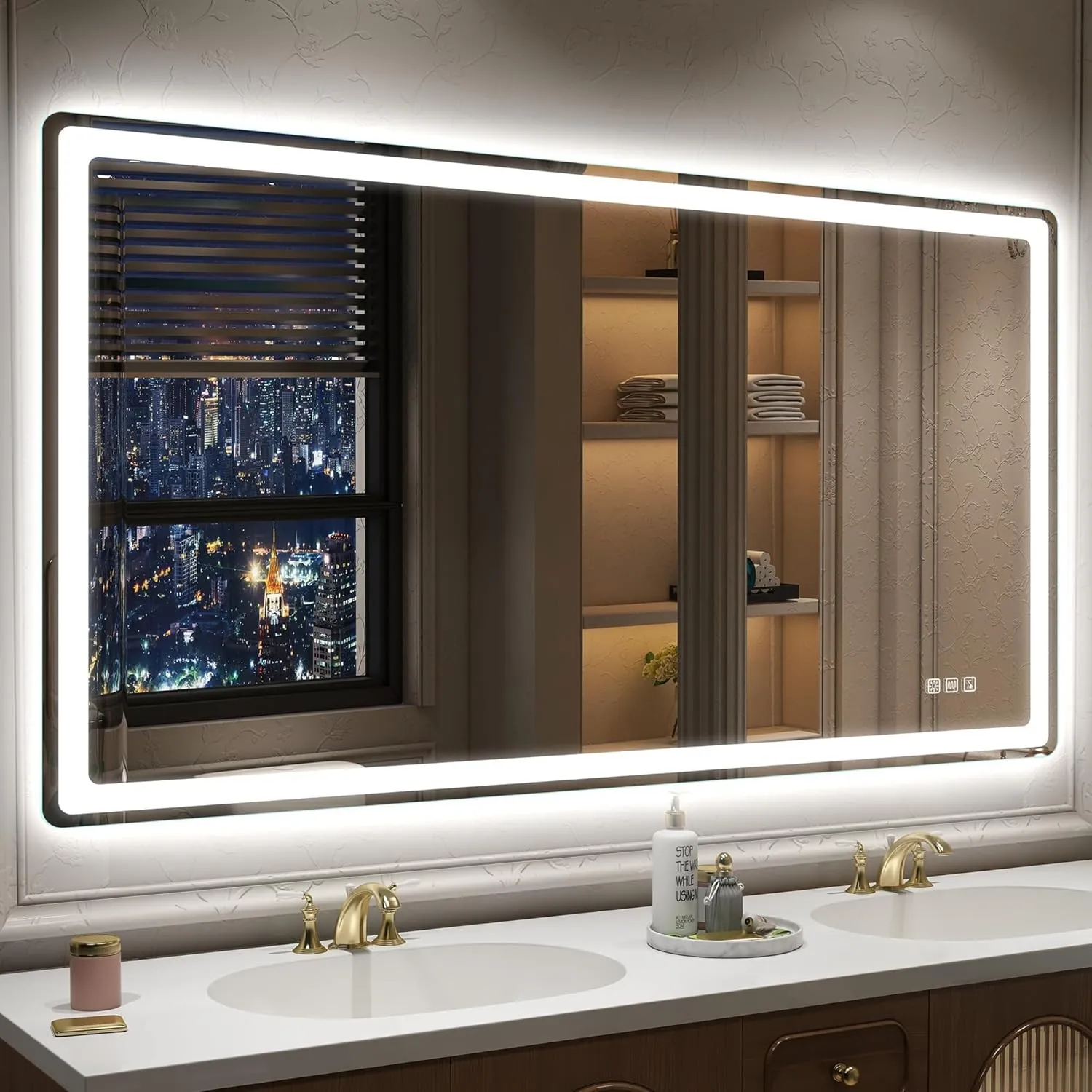 STARLEAD 140x80cm Bluetooth Badezimmerspiegel-mit-Beleuchtung, Großer LED-Spiegel-Bad mit Entfoggen, Dimmbar, 3 Farbtem…