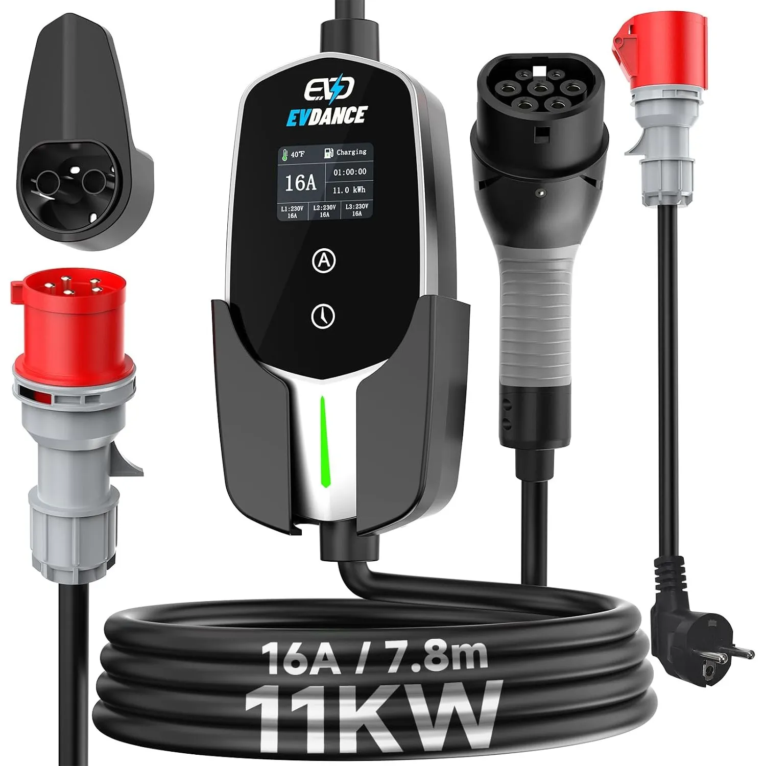 EVDANCE Mobile Wallbox/Ladestation 11kW Typ 2 Ladekabel