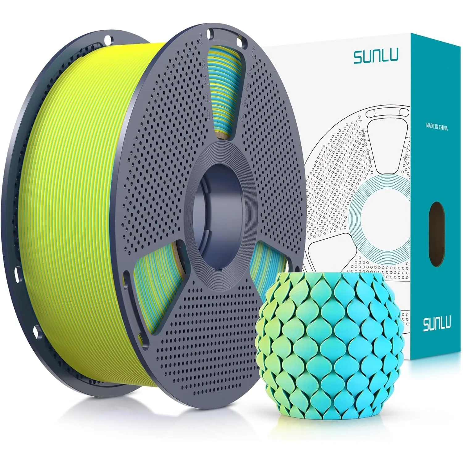 SUNLU Zweifarbiges Matte PLA Filament 1.75mm, Matte 3D Drucker Filament PLA mit 2 Farben Gradient, Maßhaltigkeit +/- 0.…