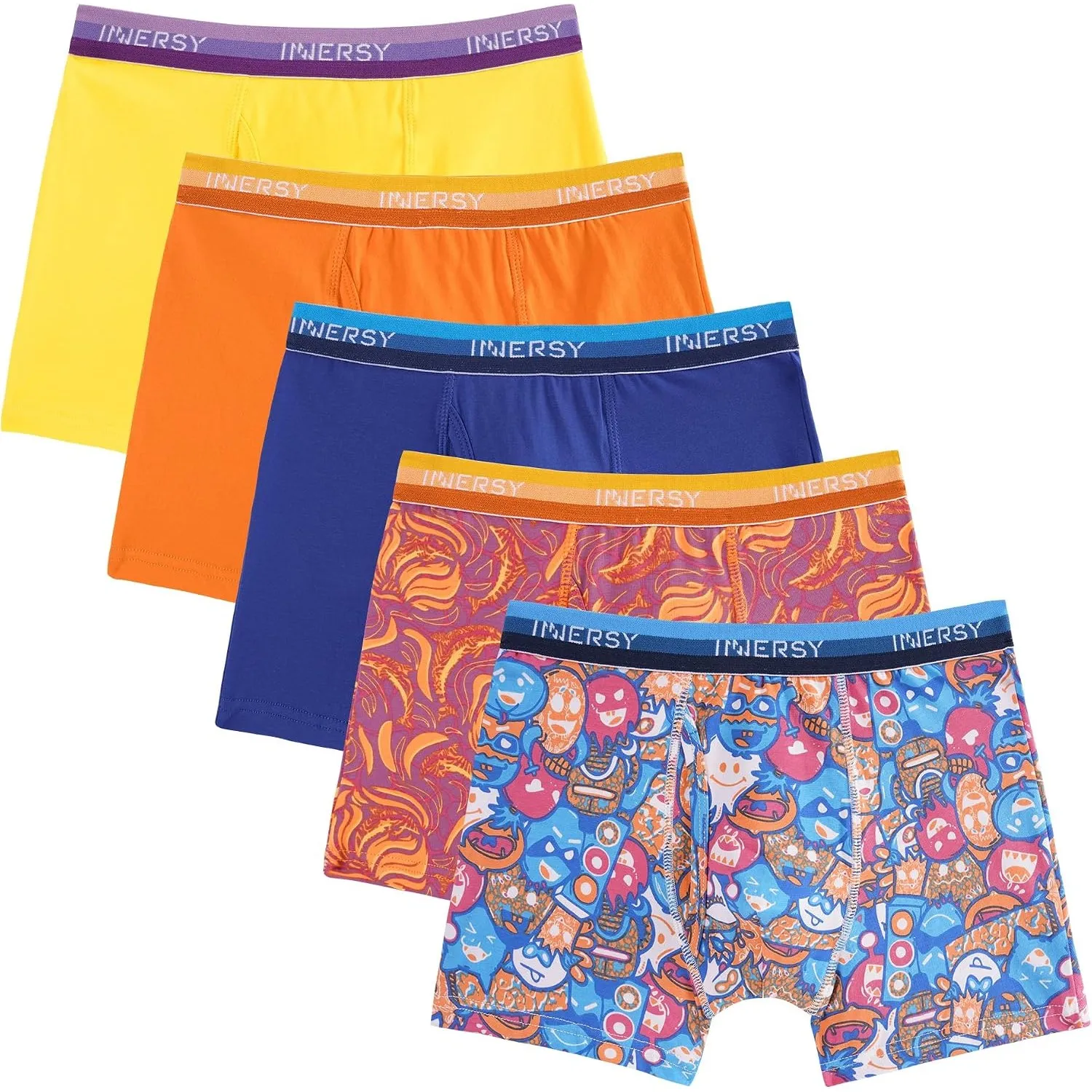 INNERSY Unterhosen Jungen Baumwolle Weich Boxershorts mit Eingriff 5er Pack | Jungs Retroshorts 116-176, Atmungsaktive …