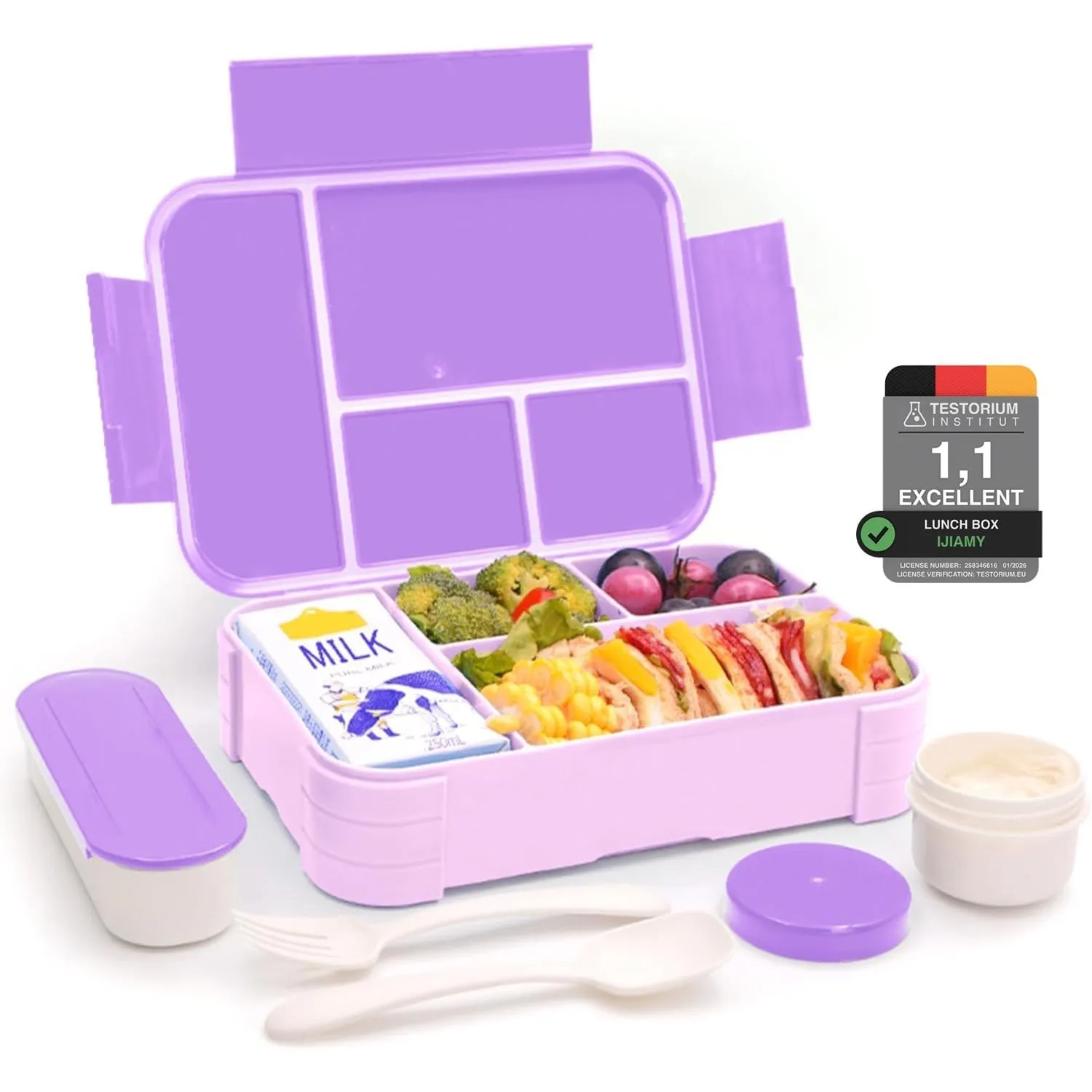 IJIAMY Brotdose Kinder mit Fächern, Bento Box Kinder, Auslaufsicher Lunchbox Kinder, Brotbox für Mädchen & Jungen, Snac…