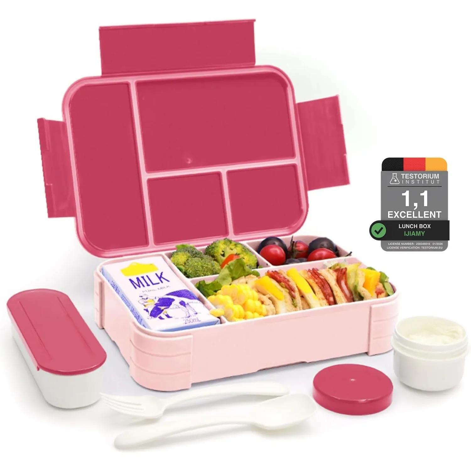 IJIAMY Brotdose Kinder mit Fächern, Bento Box Kinder, Auslaufsicher Lunchbox Kinder, Brotbox für Mädchen & Jungen, Snac…