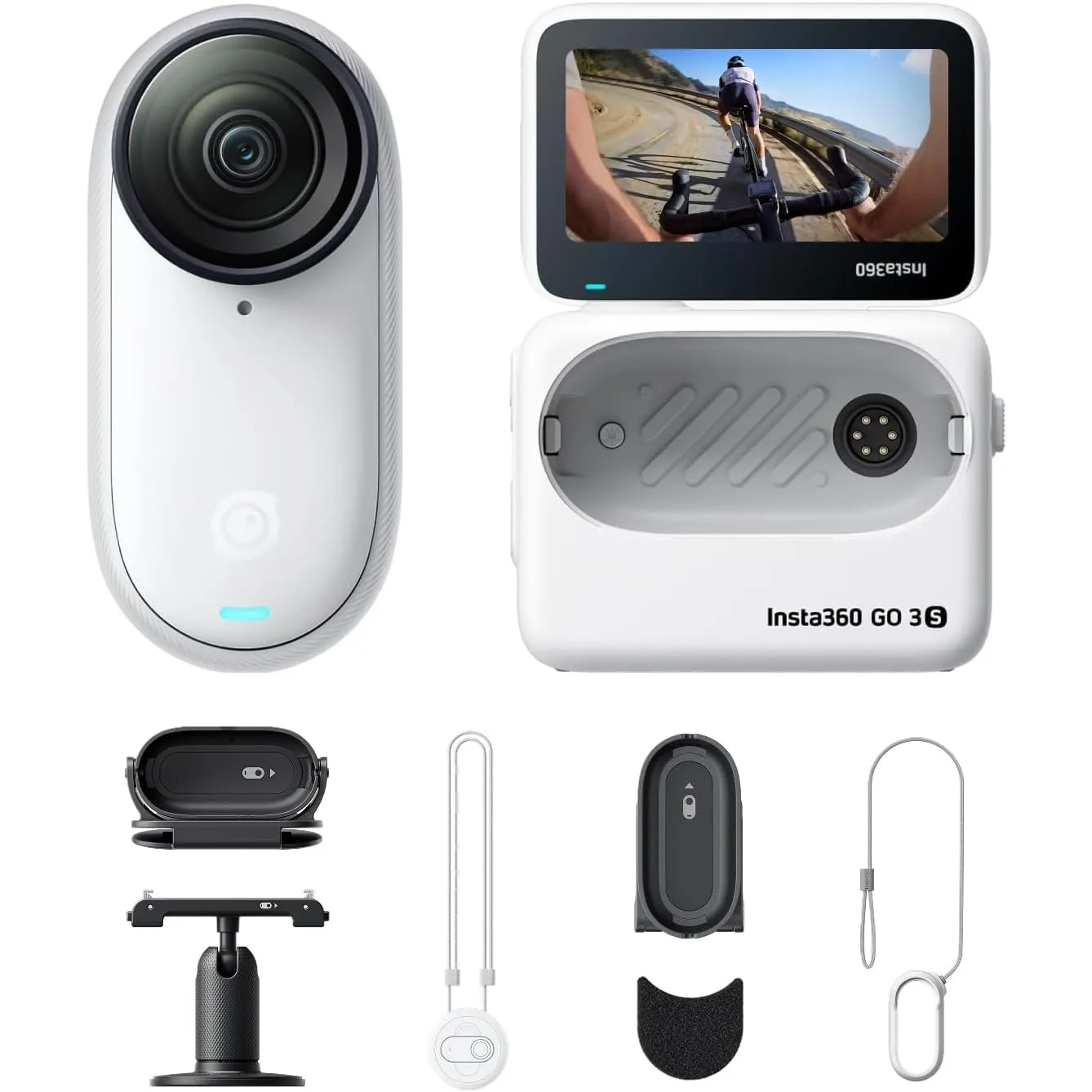 Insta360 GO 3S Fahrrad-POV-Bundle 64 GB Weiß - Tragbare 4K Mini Vlog Kamera