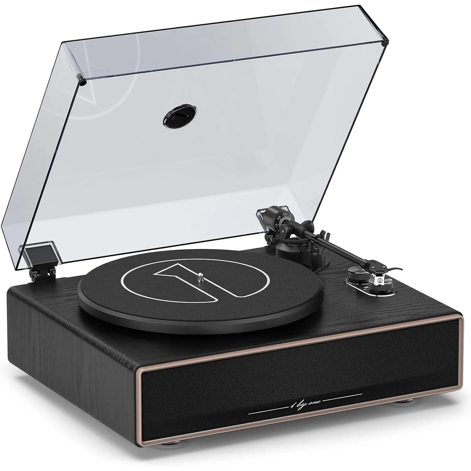 1 BY ONE Plattenspieler mit Lautsprechern, All-in-One Vinyl-Player mit Bluetooth, AT-3600L Tonabnehmer, Riemenantrieb, …
