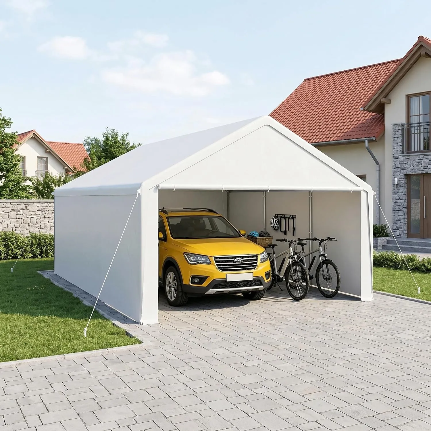 XMTECH Garagenzelt 4x6 m, Wetterfeste Auto Zelt Garage & Zeltgarage, Winterfest UV-beständig Carport, Geräteschuppen La…