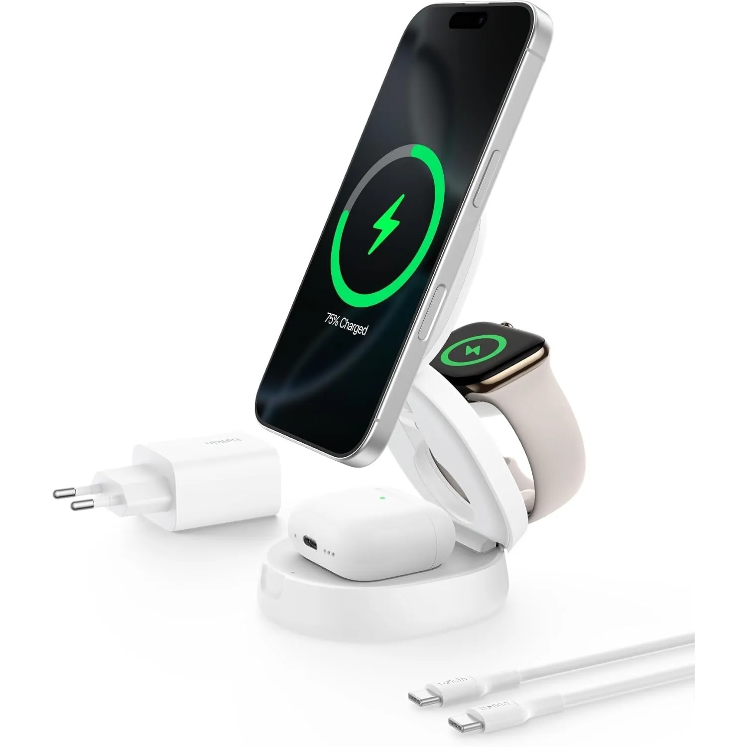Belkin BoostCharge 3-in-1 Verstellbare Induktive Ladestation Qi2, 15W