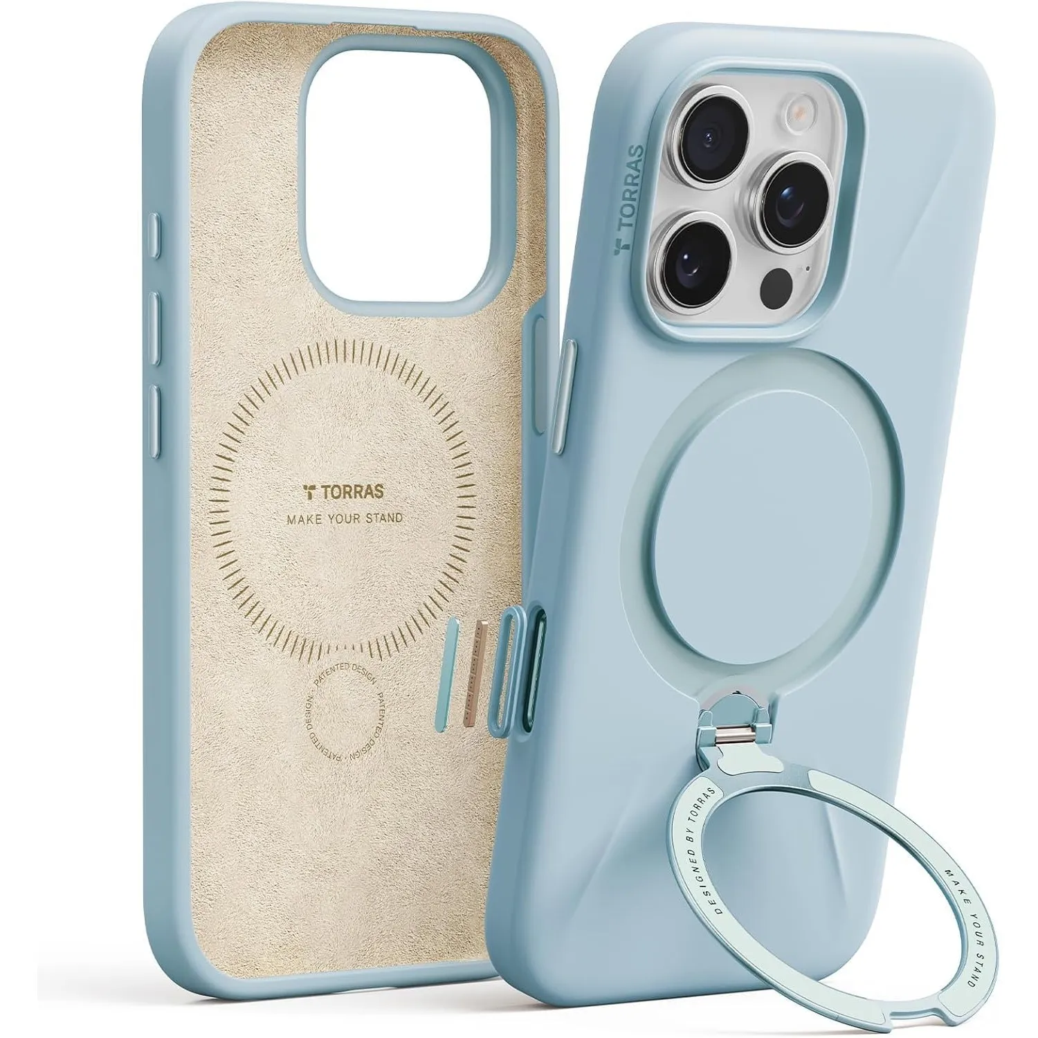 TORRAS Ostand Q3 Silikon für iPhone 16 Pro Hülle (Top Flüssigsilikon) (360° Magnetischer Ständer) Handyhülle iPhone 16 …