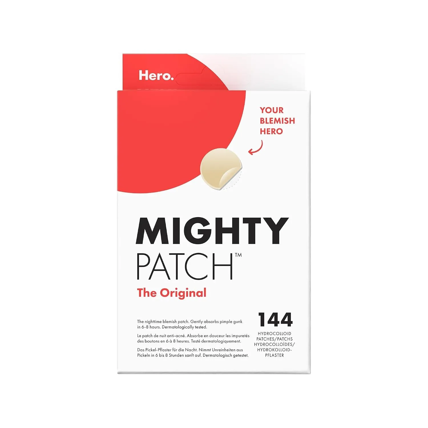 Hero Mighty Patch Original Hydrokolloid Pickelpflaster, 144 Stück