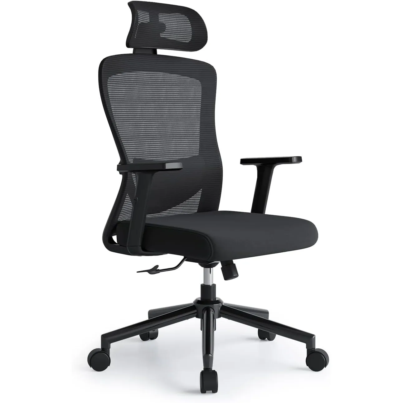 Bürostuhl mit 120° Wippfunktion, Schreibtischstuhl Ergonomischer Bürostuhl mit Verstellbarer Lendenwirbelst ütze, 2D- K…