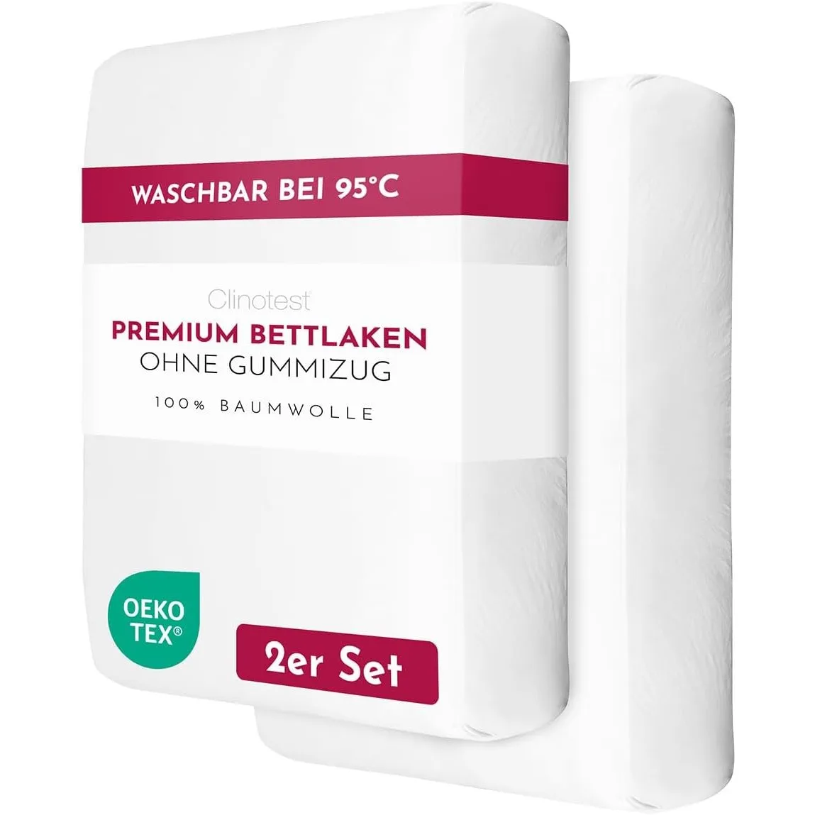 Clinotest 100x200 cm Bettlaken ohne Gummizug, 170 g/m², Premium Flachbettlaken aus 100% Baumwolle, Soft & atmungsaktiv,…