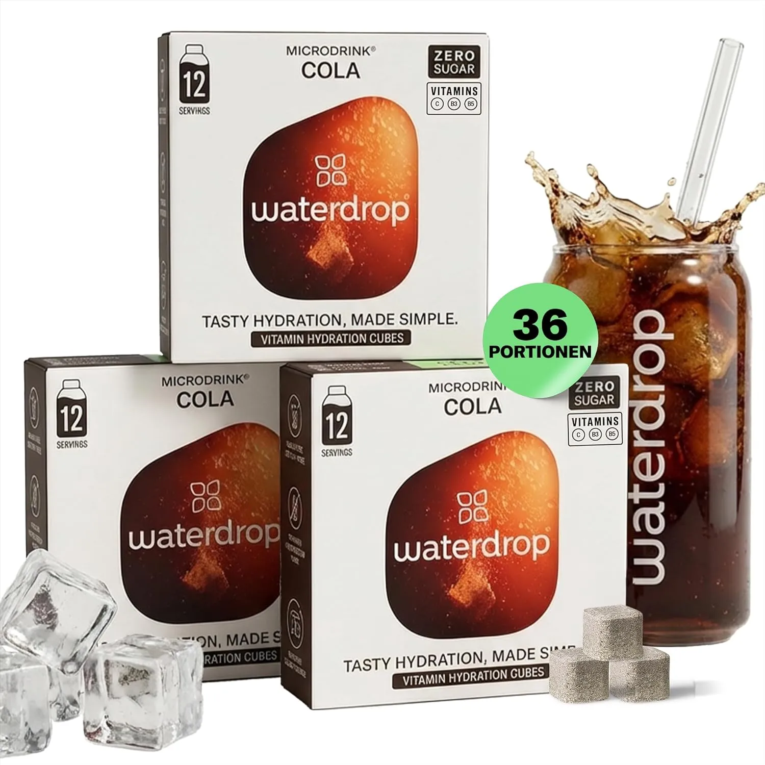 waterdrop® Original Cola - letzte Chance – 36 Drops Würfel ohne Kalorien - Klassische Rezeptur, Geschmack für Wasser, z…