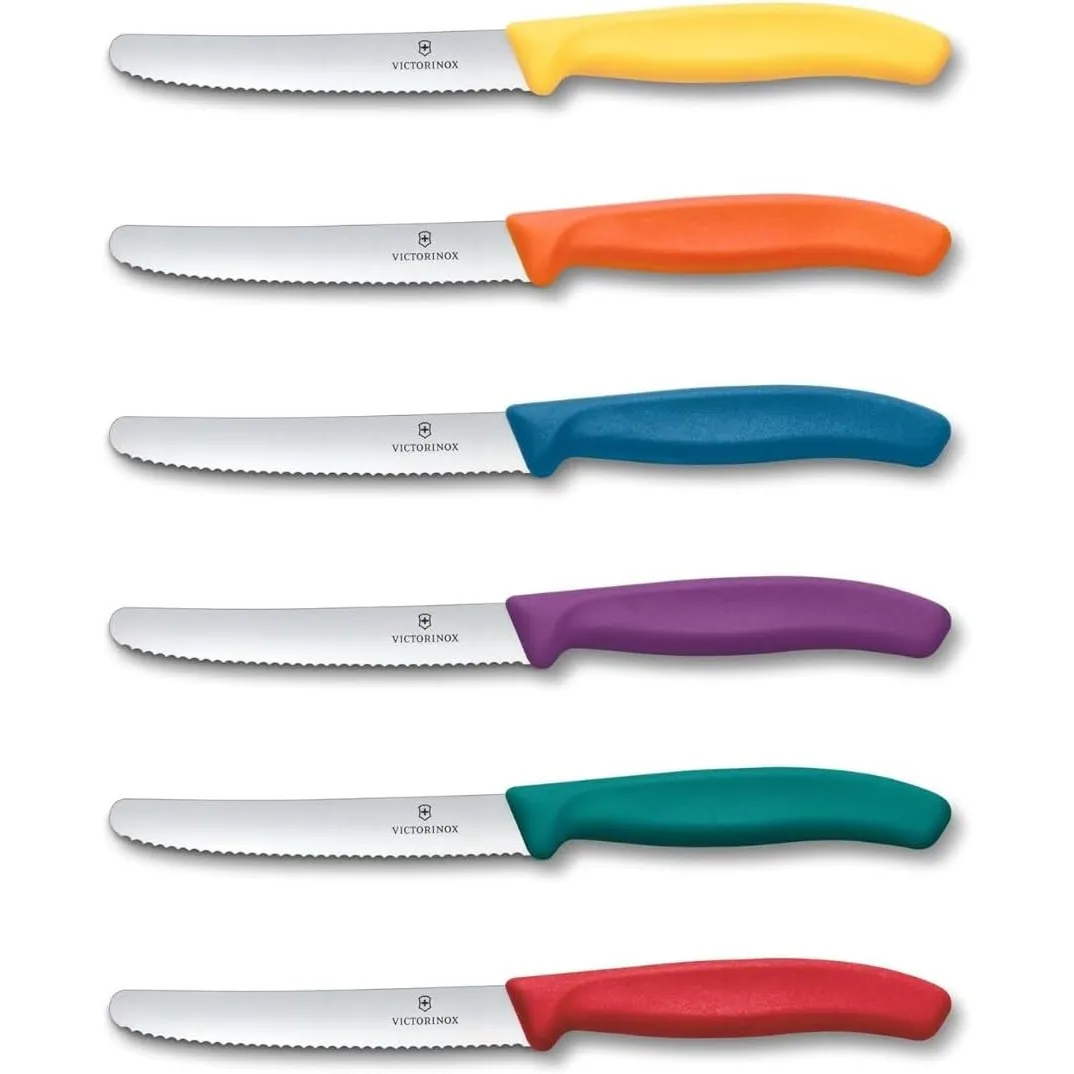 Victorinox Swiss Classic, Frühstücksmesser, Brötchenmesser, Scharfe Klinge, Wellenschliff, 11 cm, Kunststoffgriff, Rost…