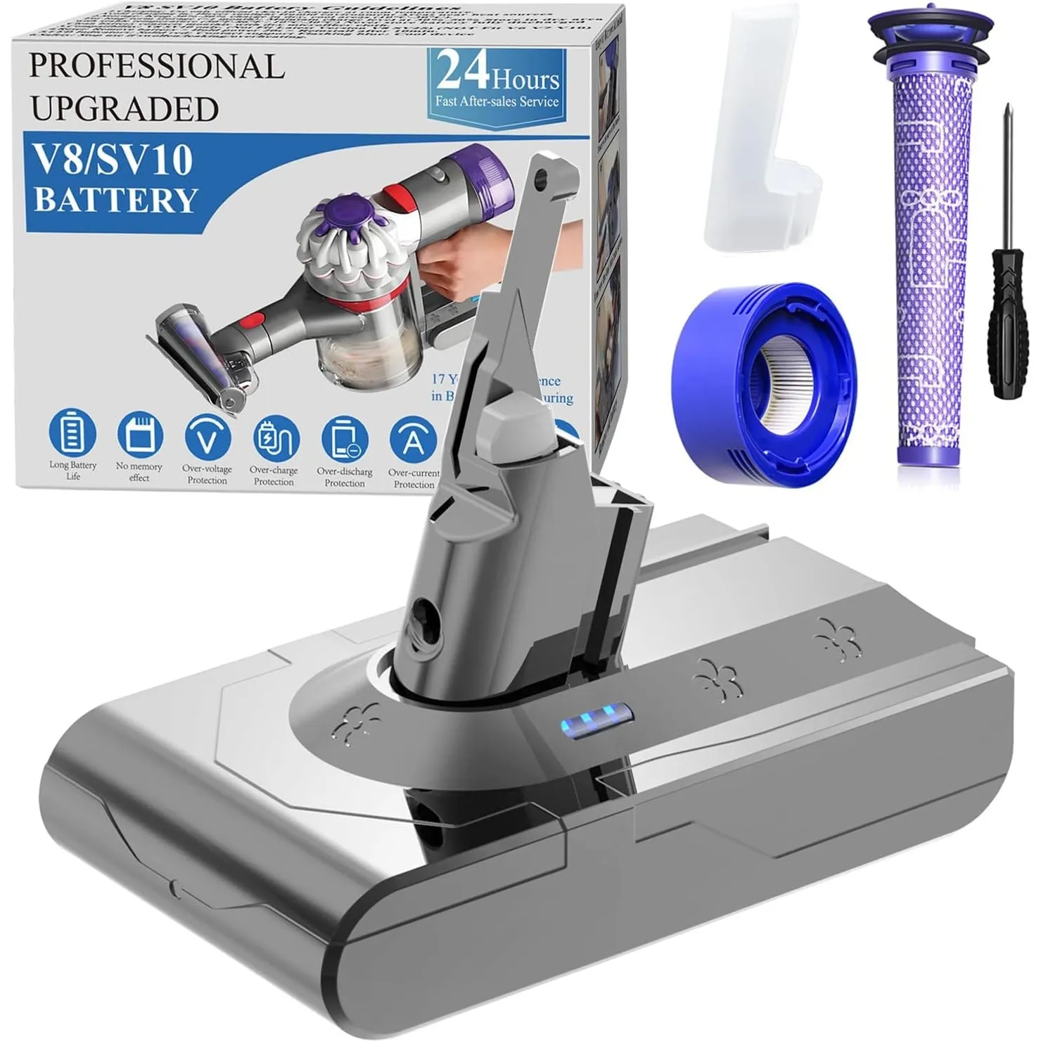 DTK Professional Ersatzakku für Dyson V8 Akku SV10 SV25, kompatibel mit Dyson V8 Animal, Absolute, Motorhead, Trigger, …