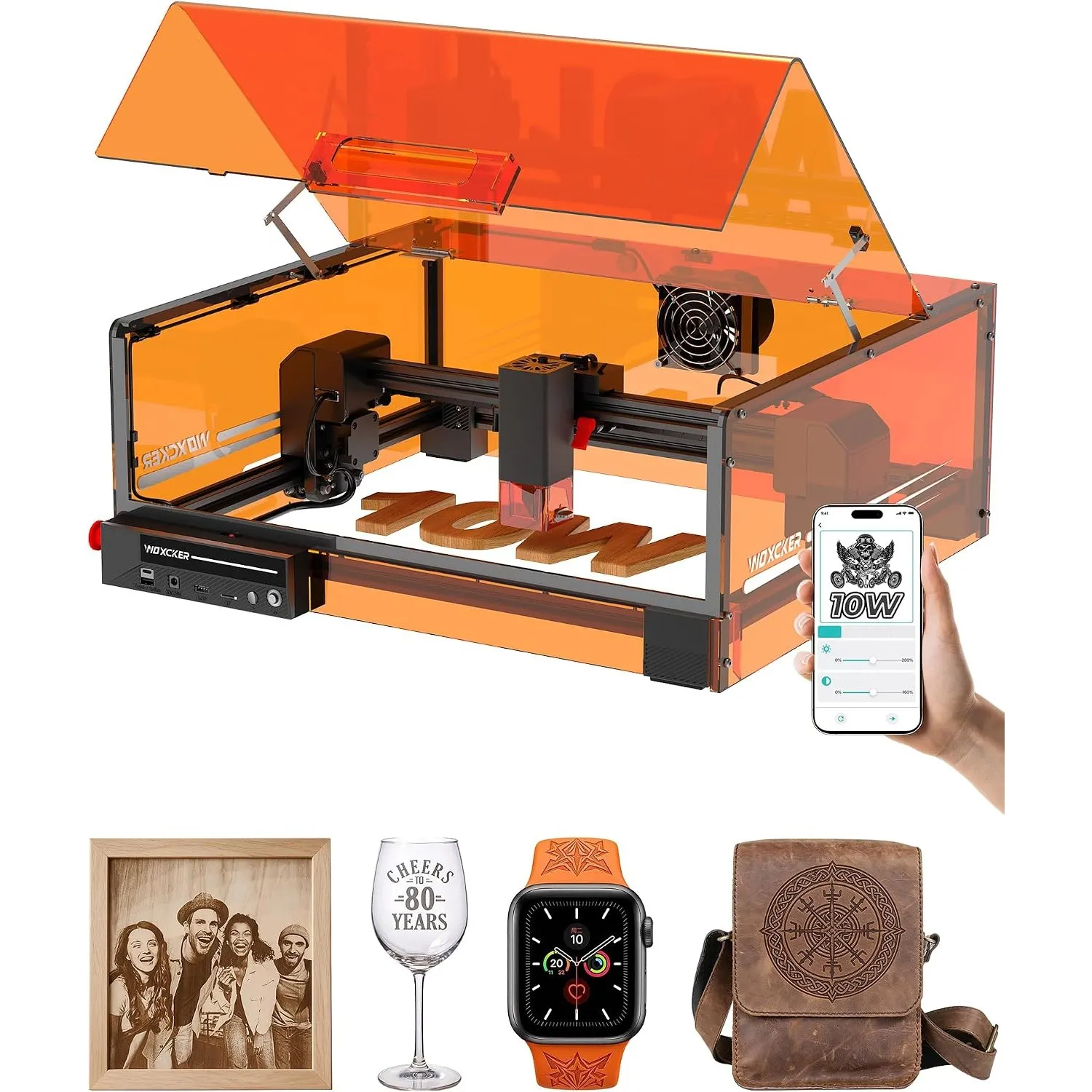 Lasergravurmaschine 10W, L2 MAX Laser Cutter für DIY & Business, 300×300mm Arbeitsbereich, 0,01mm Präzision, 20.000 mm/…