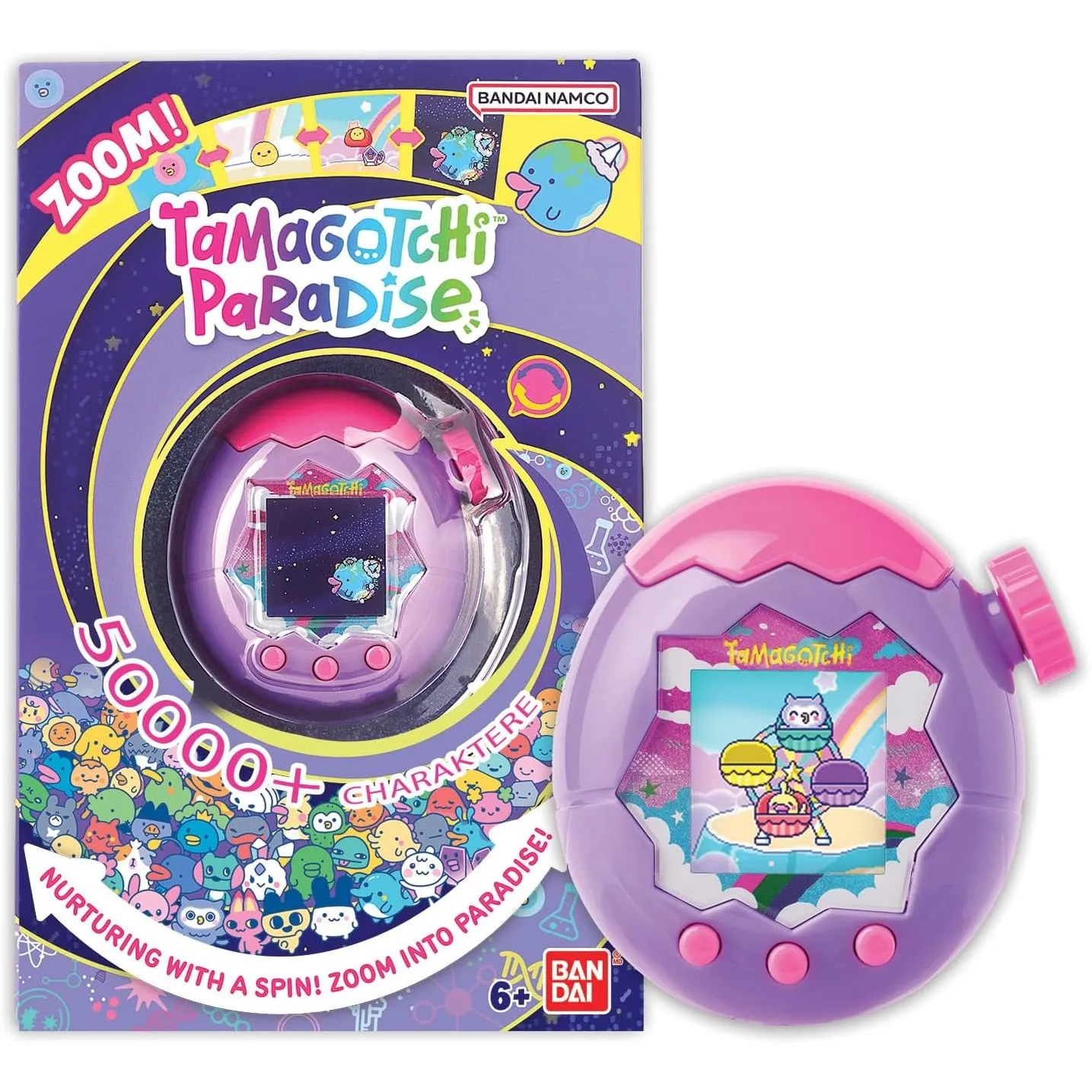 Bandai - Tamagotchi Paradise Himmel - Virtuelles Haustier zum Aufziehen - Tamagotchi mit Zoom-Drehrad - Interaktives Sp…