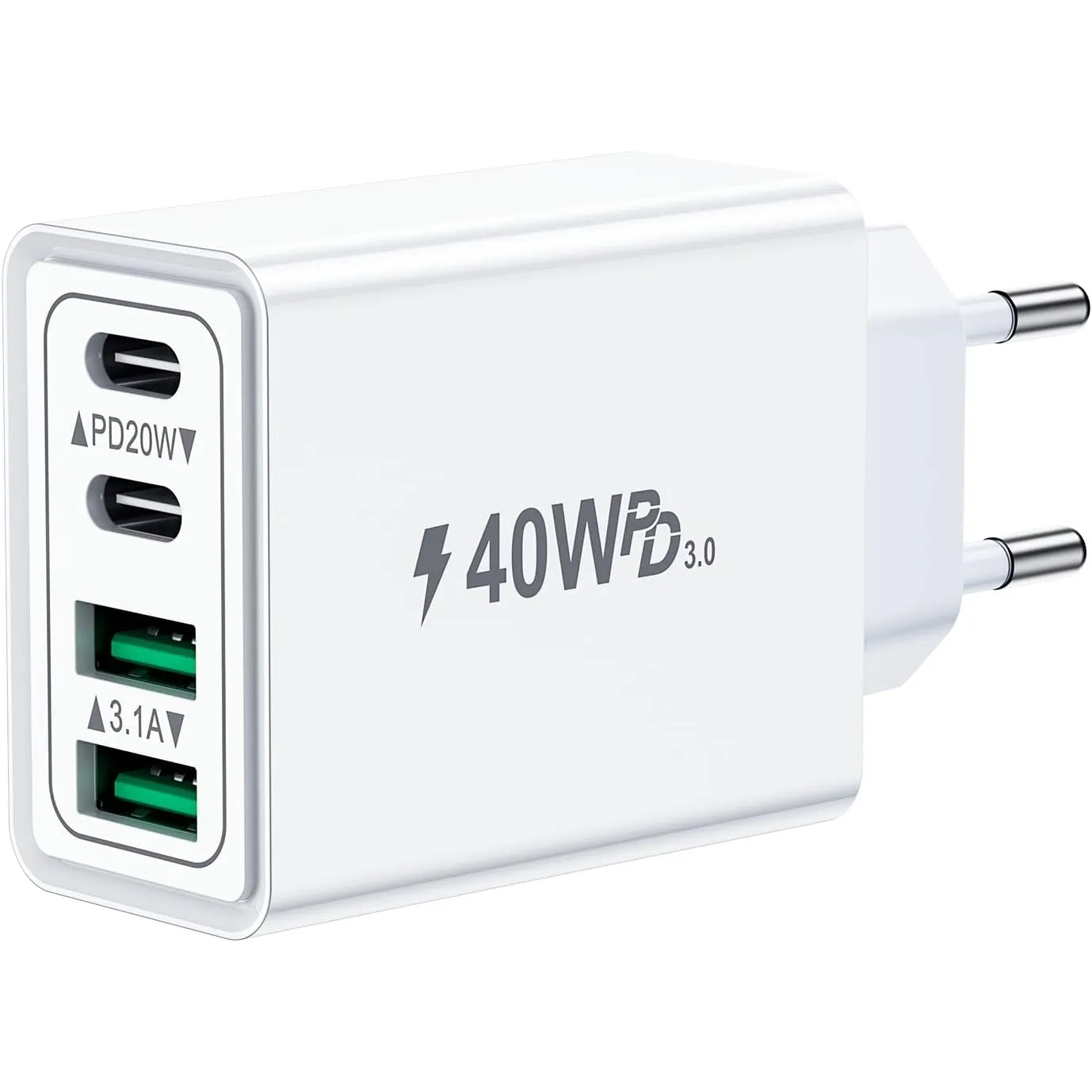 USB C Ladegerät, 40W 4-Port USBC Stecker Mehrfach Ladegerät mit PD+QC, Schnellladegerät Adapter USB-C Charger Ladesteck…