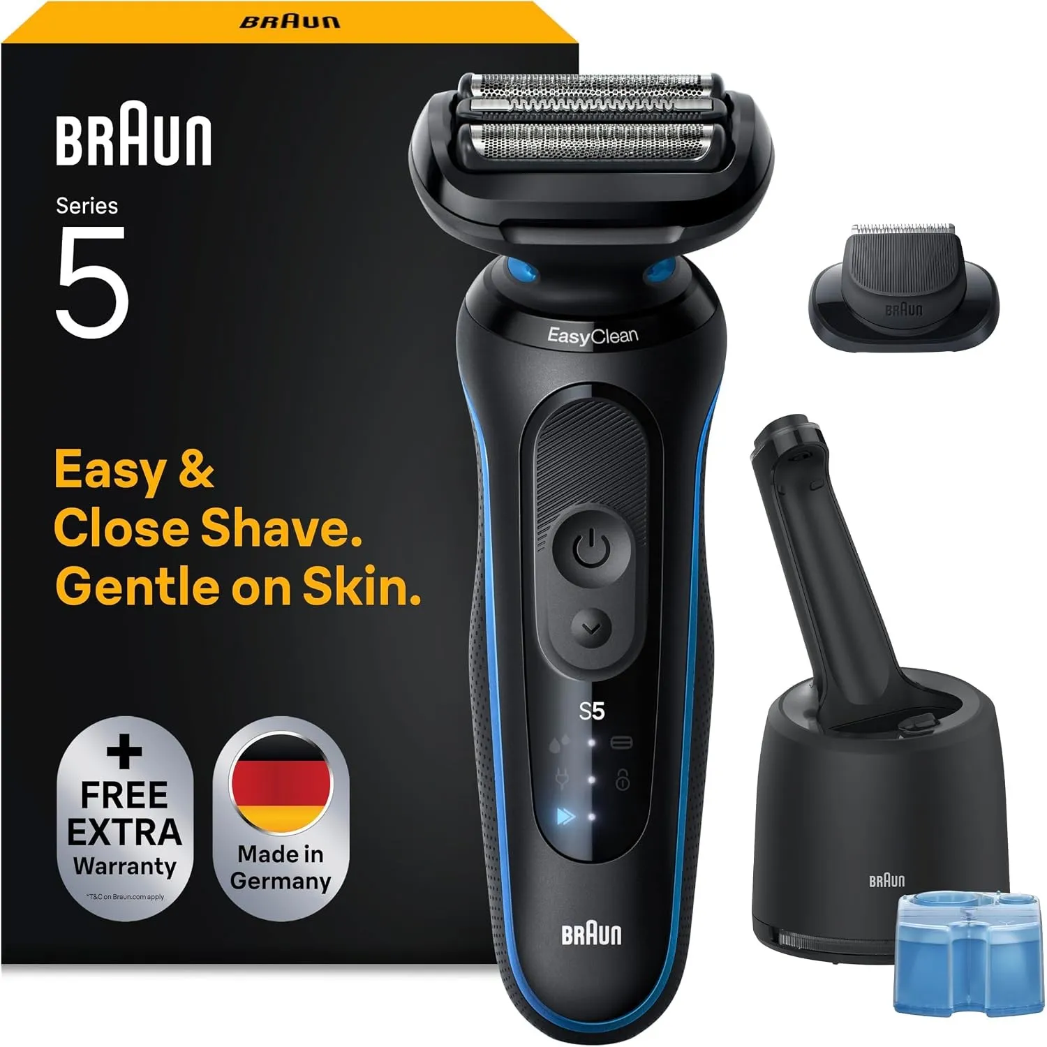 Braun Rasierer Herren Elektrisch Series 5, Rasierapparat, 52-B7200cc, Blau