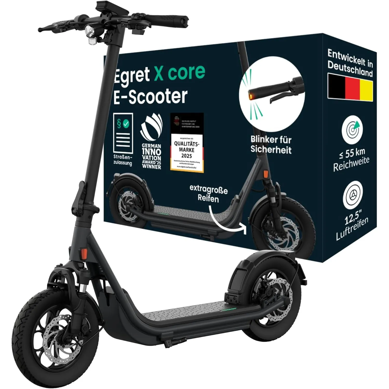 Egret X Serie - Prime, Ultra, Core+, Elektroscooter, E-Scooter mit Straßenzulassung, bis 90km Reichweite, Elektroroller…