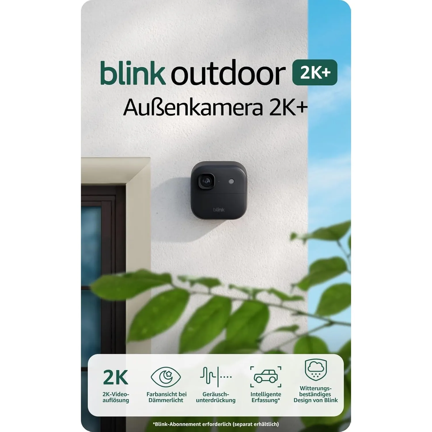 Blink Außenkamera 2K+ (neueste Generation) – Kabellose, intelligente Sicherheitskamera, 2K-Videoauflösung, bis zu zwei …