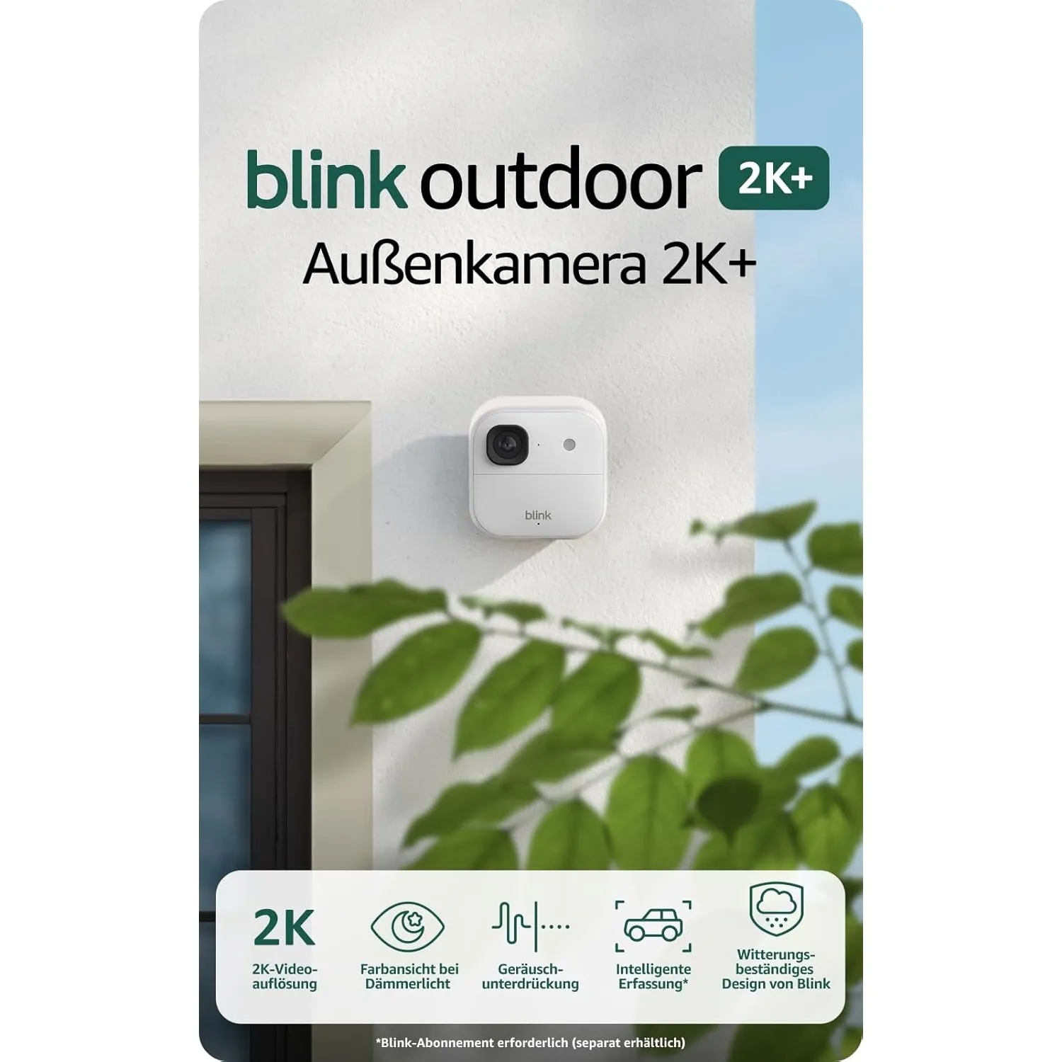 Blink Außenkamera 2K+ (neueste Generation) – Kabellose, intelligente Sicherheitskamera, 2K-Videoauflösung, bis zu zwei …