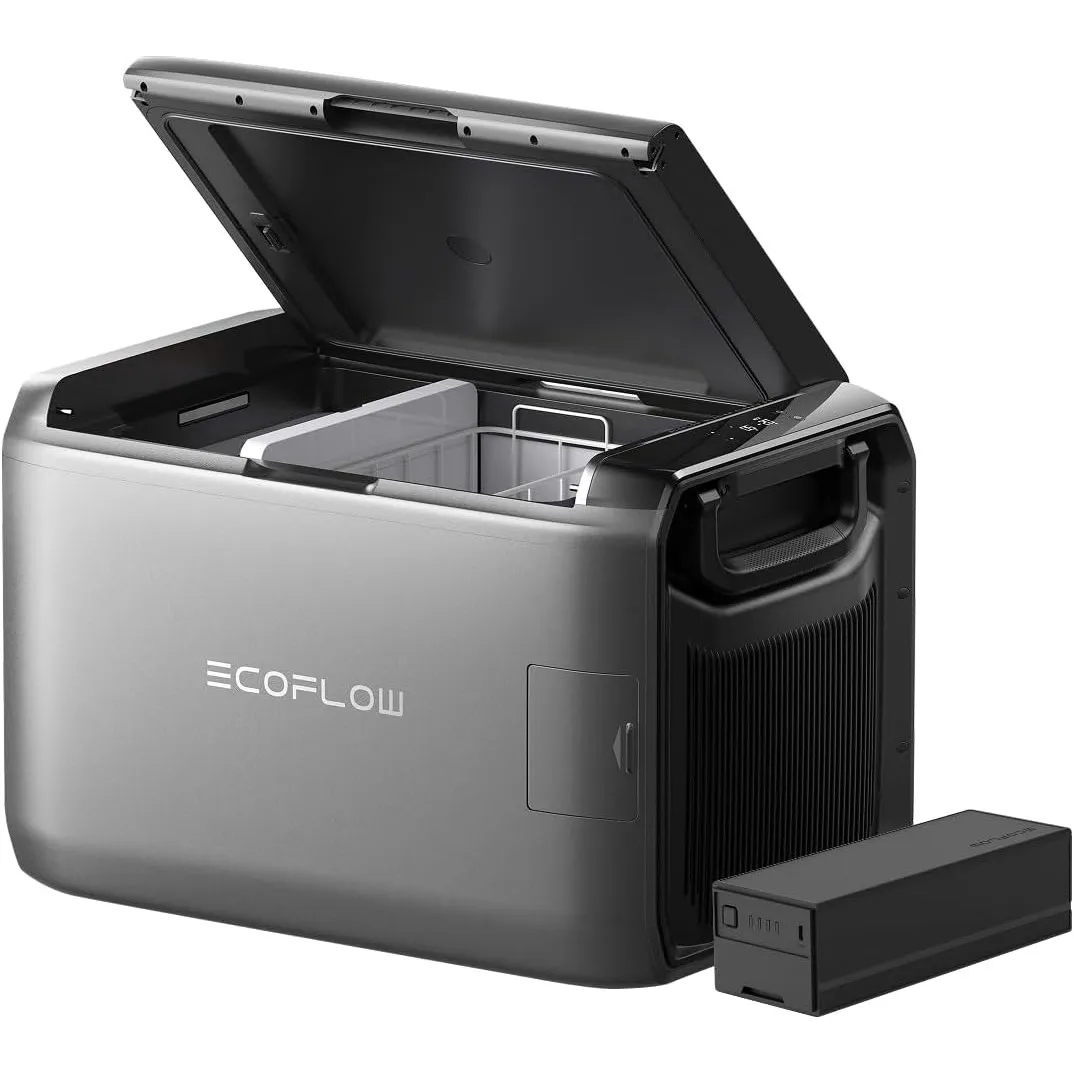 ECOFLOW GLACIER Classic Tragbare Kühlbox 55L mit 298 Wh Zusatzakku, Zweizonen-Autokühlbox, 39 Stunden netzunabhängige K…
