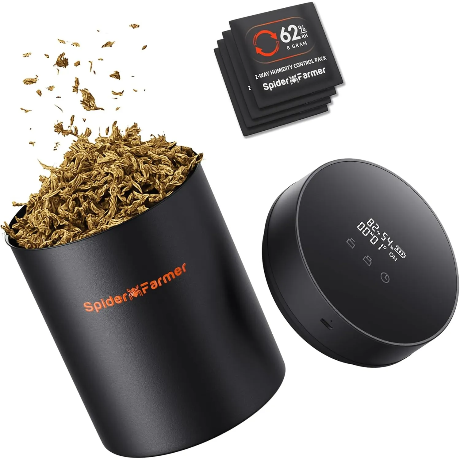 Spider Farmer Auto-Cure Smart Jar, 2L Tragbarer Vakuumversiegelungsbehälter