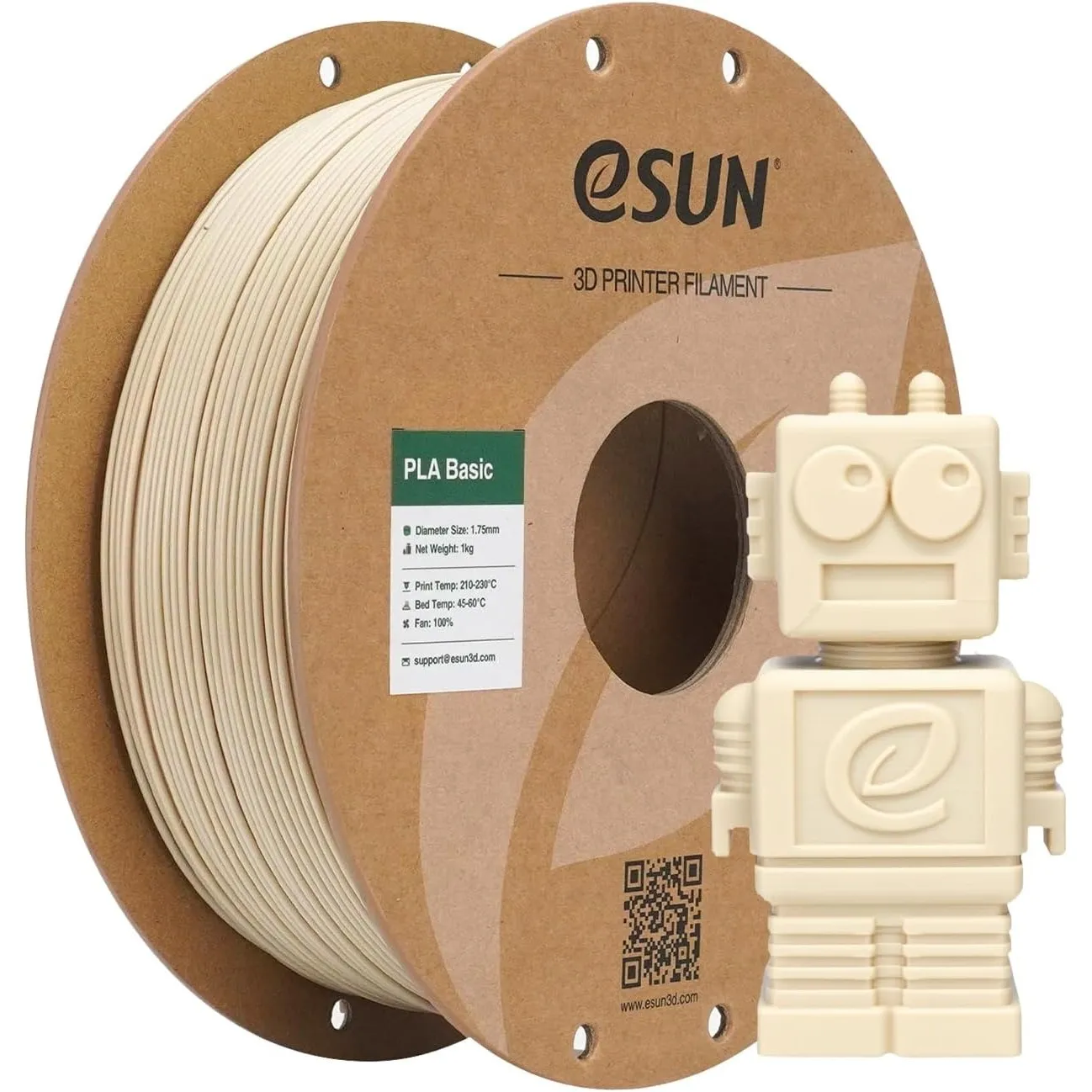 eSUN PLA Basic Filament 1.75mm, Knochig weiß, 1KG