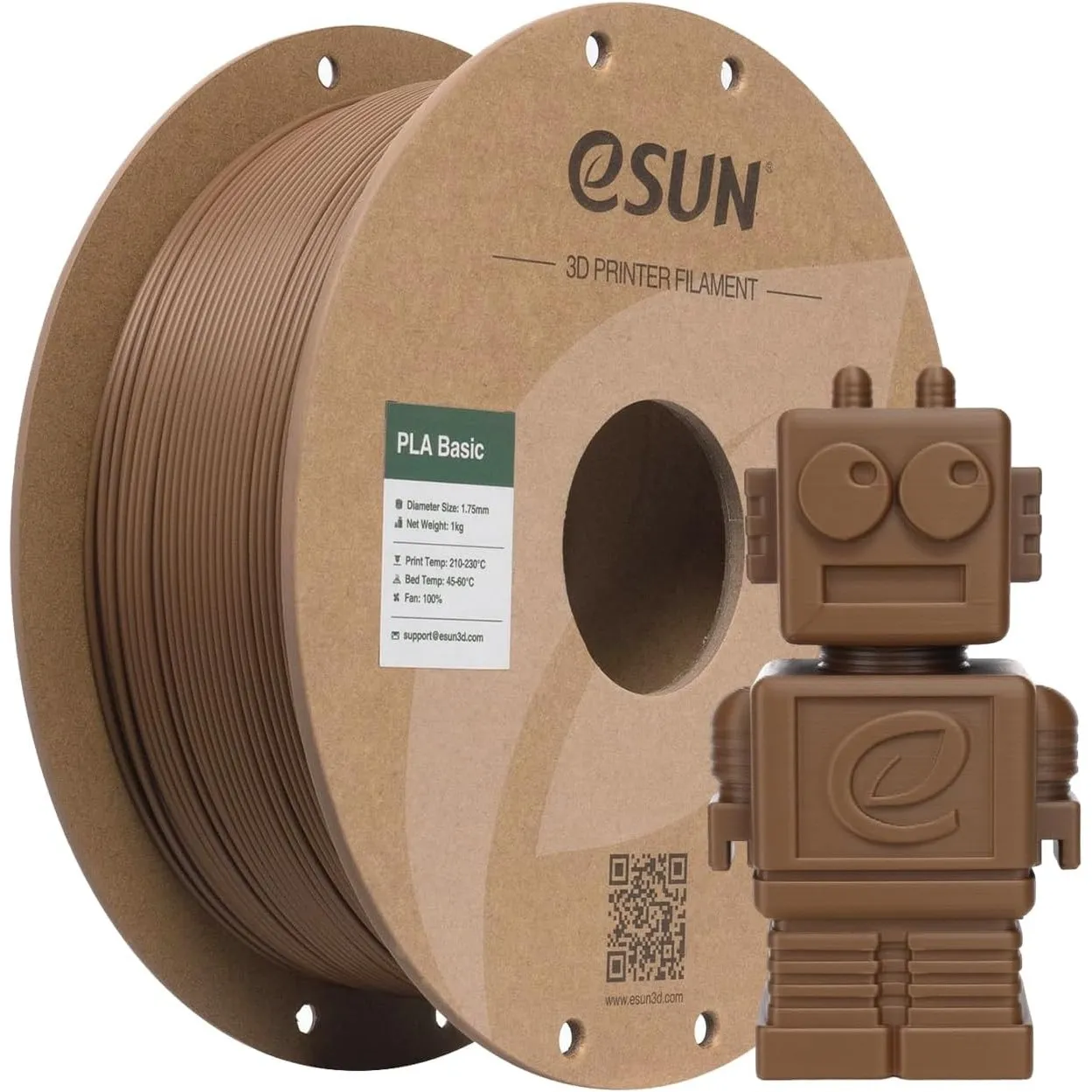 eSUN PLA Basic Filament 1.75mm, Braun, 1KG