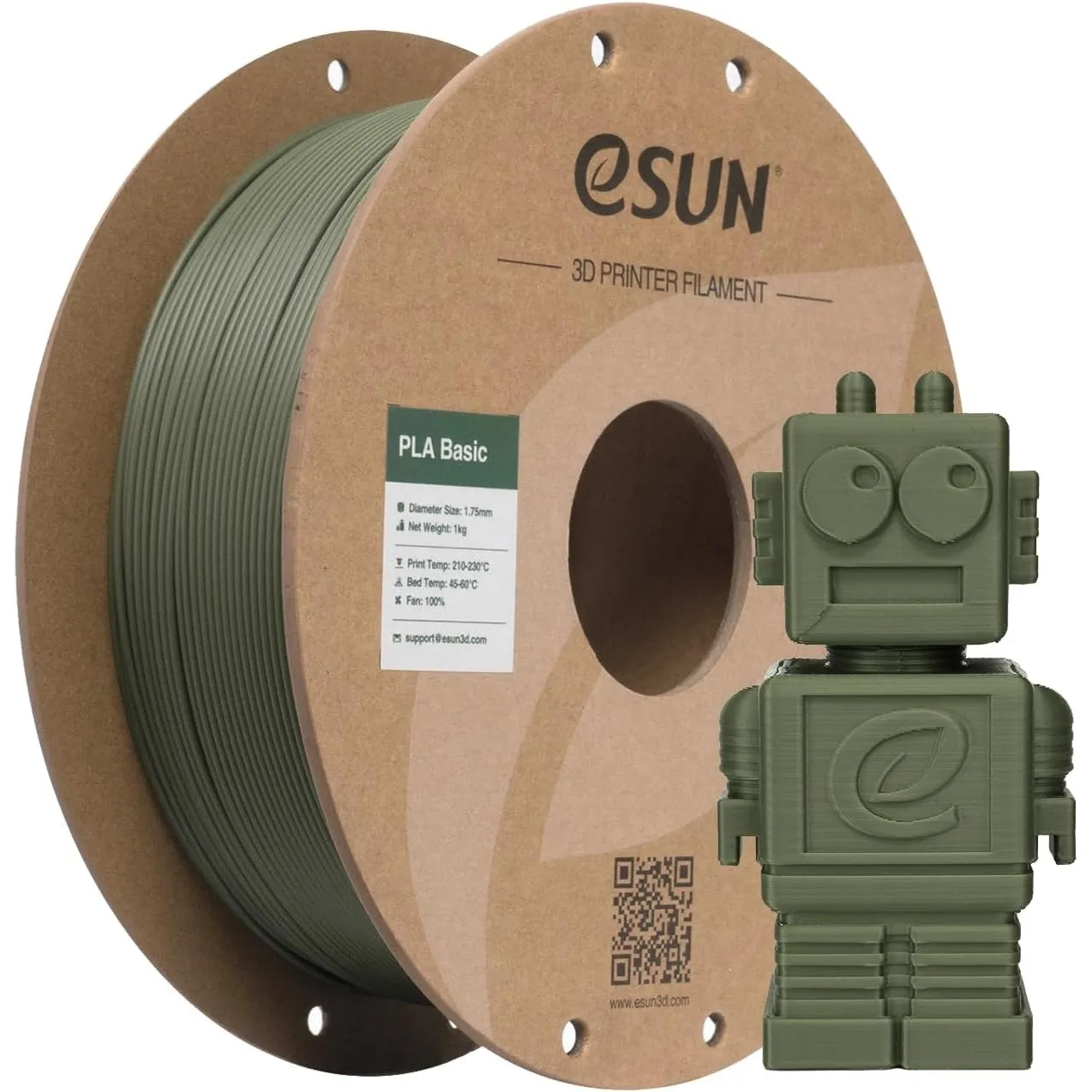 eSUN PLA Basic Filament 1.75mm, Olivgrün, 1KG
