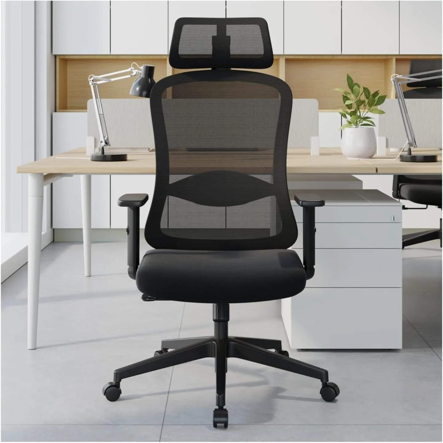 Bürostuhl Ergonomisch, Schreibtischstuhl mit Wippfunktion bis 125°, Verstellbarer Kopfstütze & Armlehnen, Drehstuhl mit…