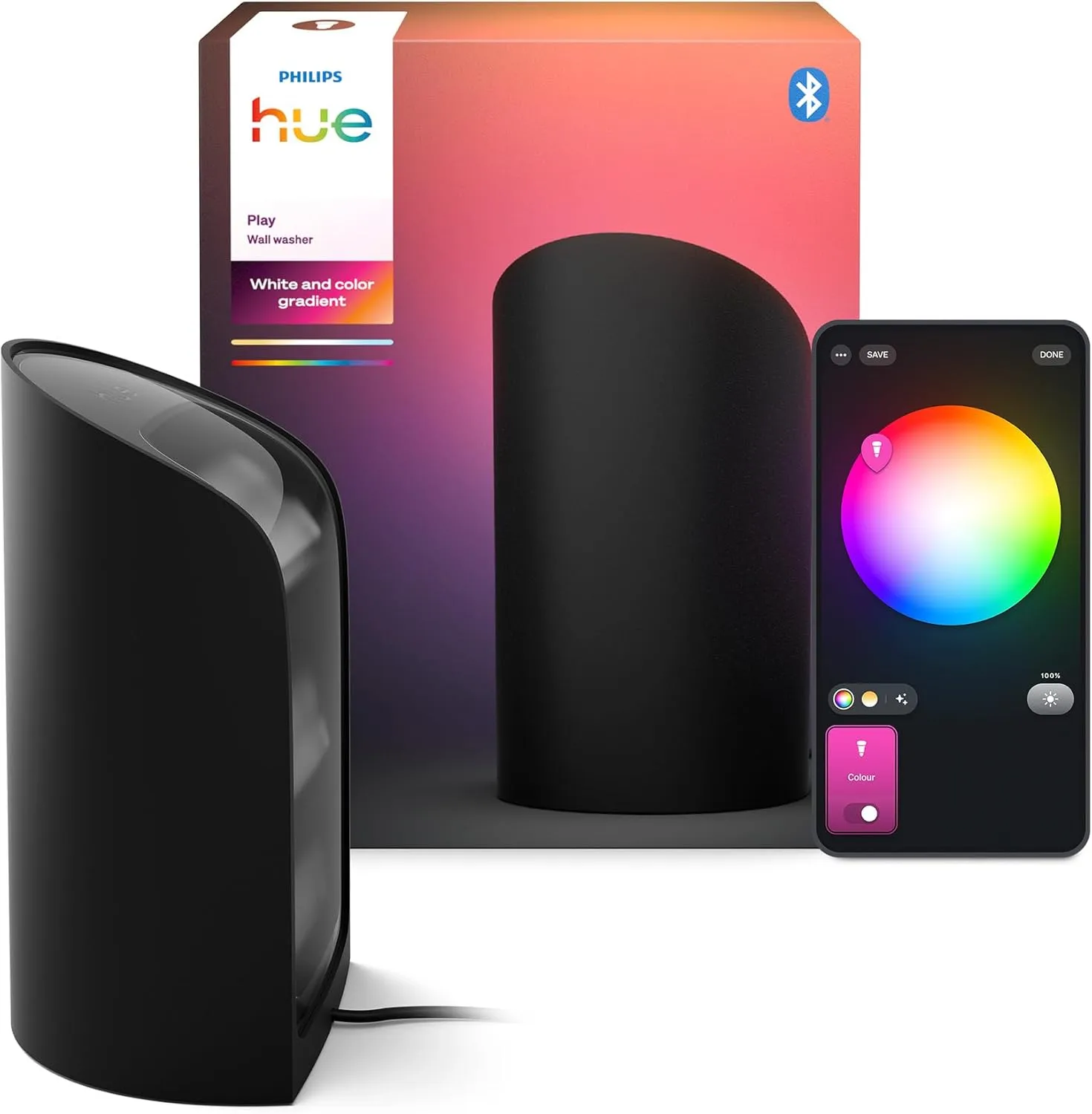Philips Hue Play Smart Wall Washer Schwarz, Weiß & Farblicht mit ColorCast-Technologie, Bluetooth-kompatibel, Sprachste…