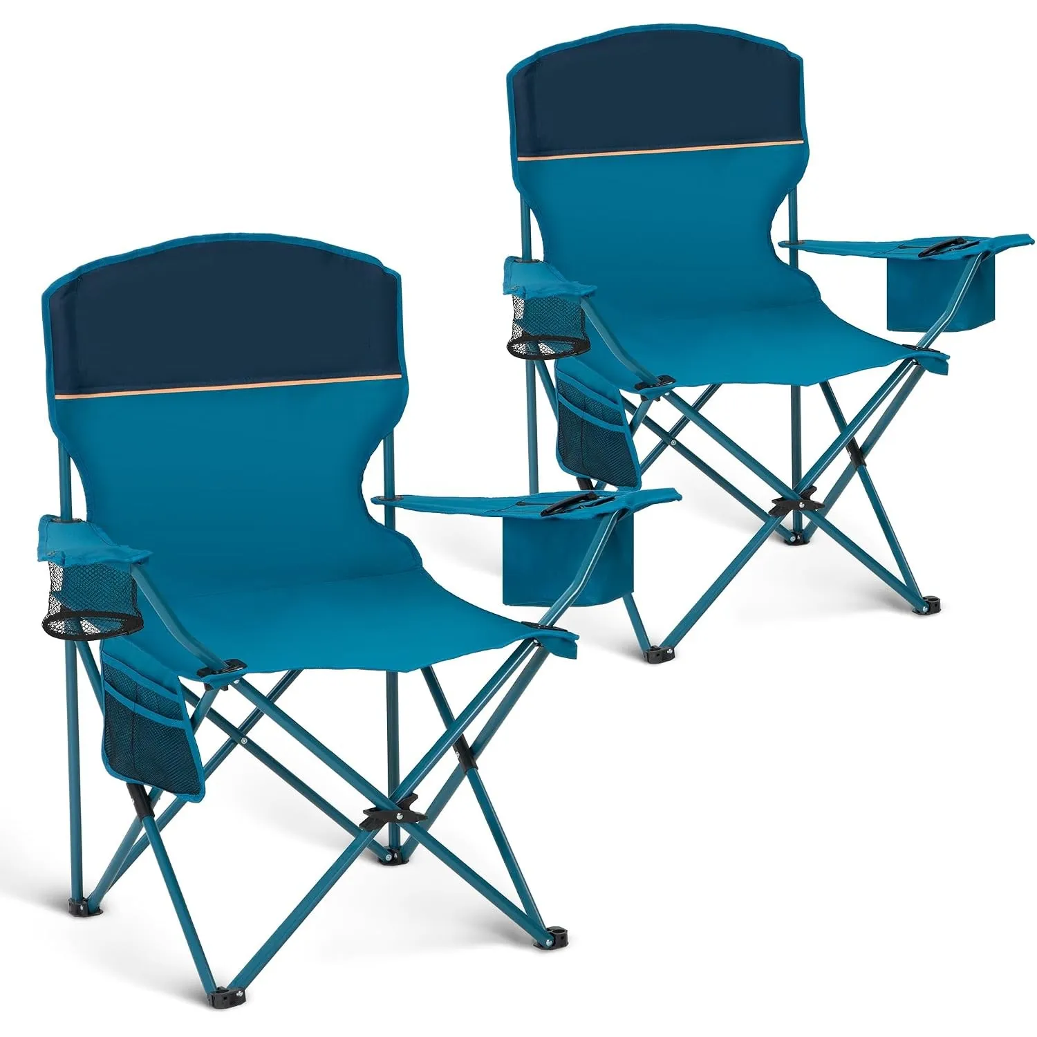 HIGH POINT SPORTS 2er Set Klappstuhl Campingstuhl Faltstuhl Komfortable Anglerstuhl mit Getränkehalter & Kühlfach, bis …