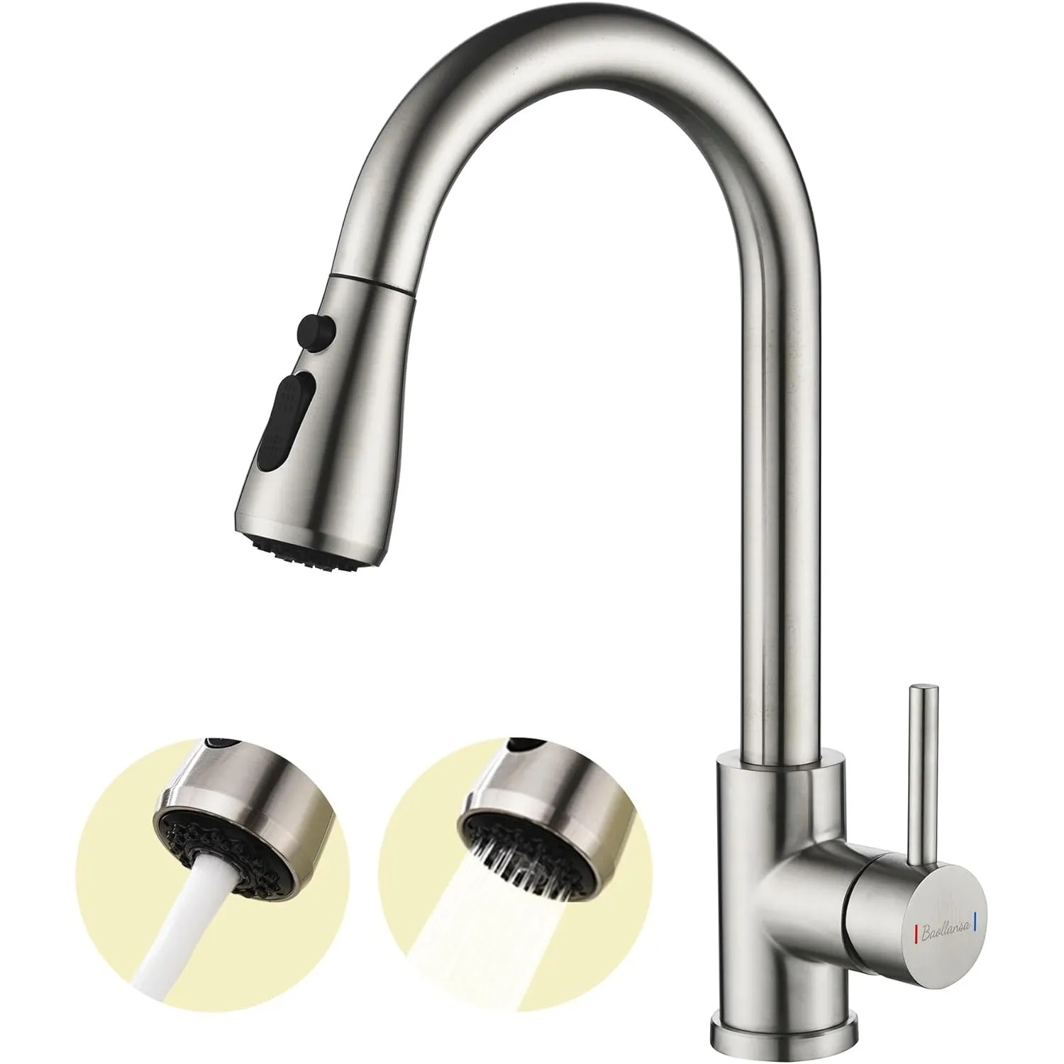 Wasserhahn Küche Ausziehbar,Hochdruck Küchenarmatur mit Herausziehbarer Brause Mischbatterie Küche mit 3 Funktionen 360…
