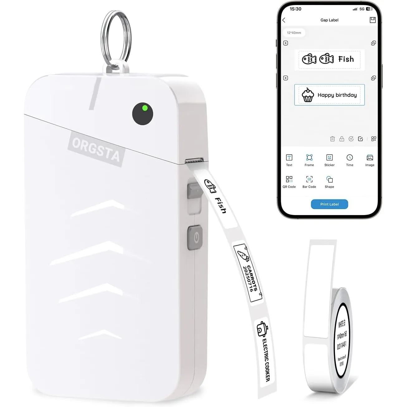 ORGSTA S001 Etikettendrucker Selbstklebend Etikettiergerat Bluetooth | 2000 mAh Ettikettiergeraet Beschriftungsgerät La…