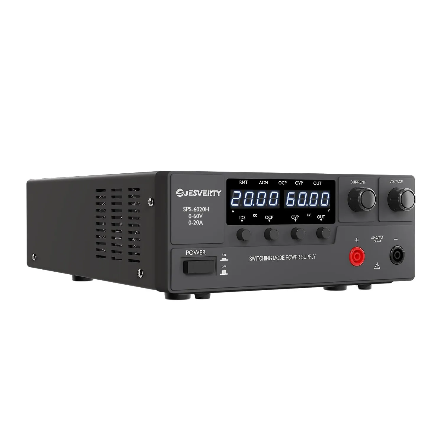 Labornetzteil, Jesverty DC-Netzteil Variabel, 0–60V 0–20A 1200W Schaltnetzteil mit Encoder-Knopf, Ausgangs-EIN/Aus-Scha…