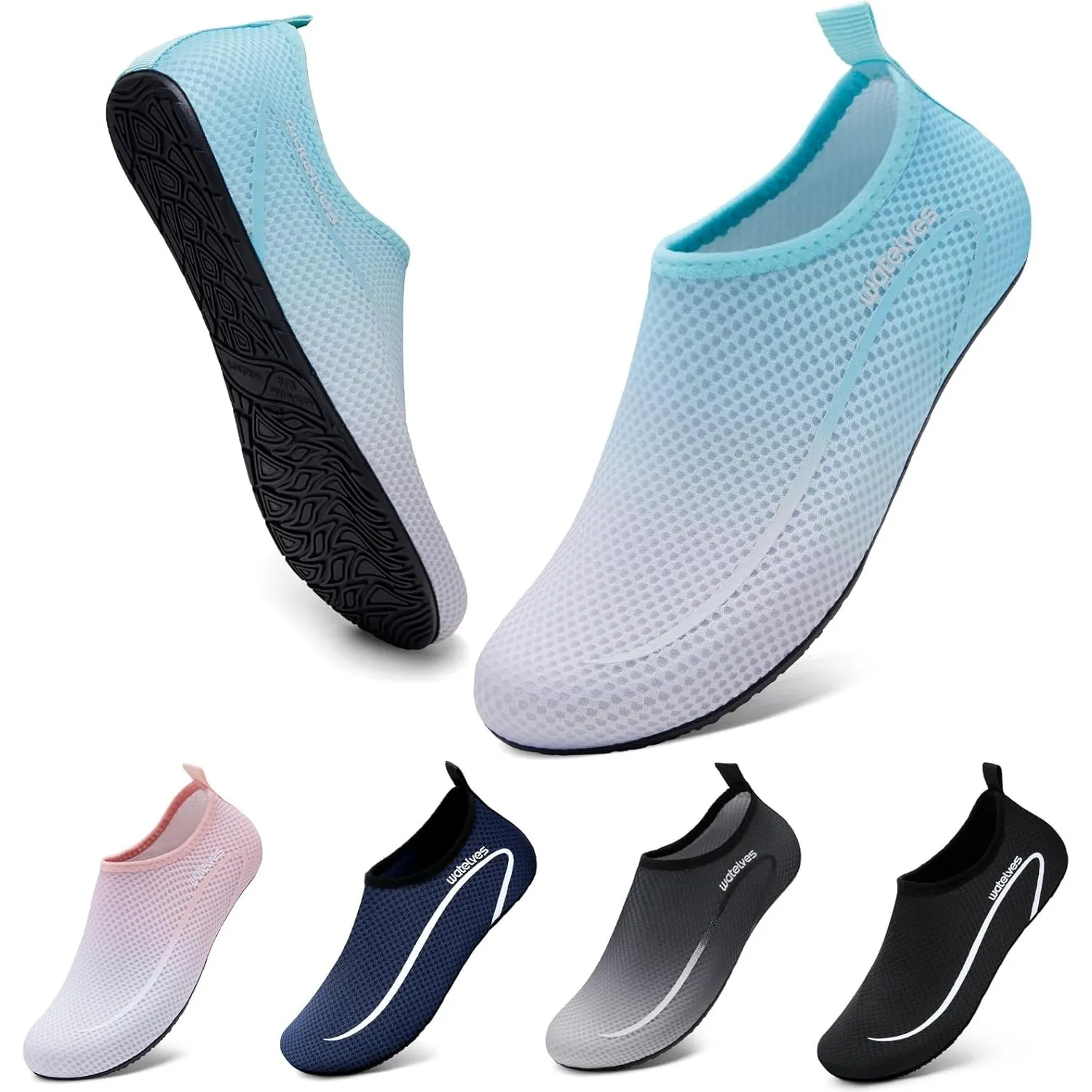 WateLves Wasserschuhe Badeschuhe Damen Herren Aquaschuhe Strandschuhe Schnell Trocknend Slip on Breathable Surfschuhe U…