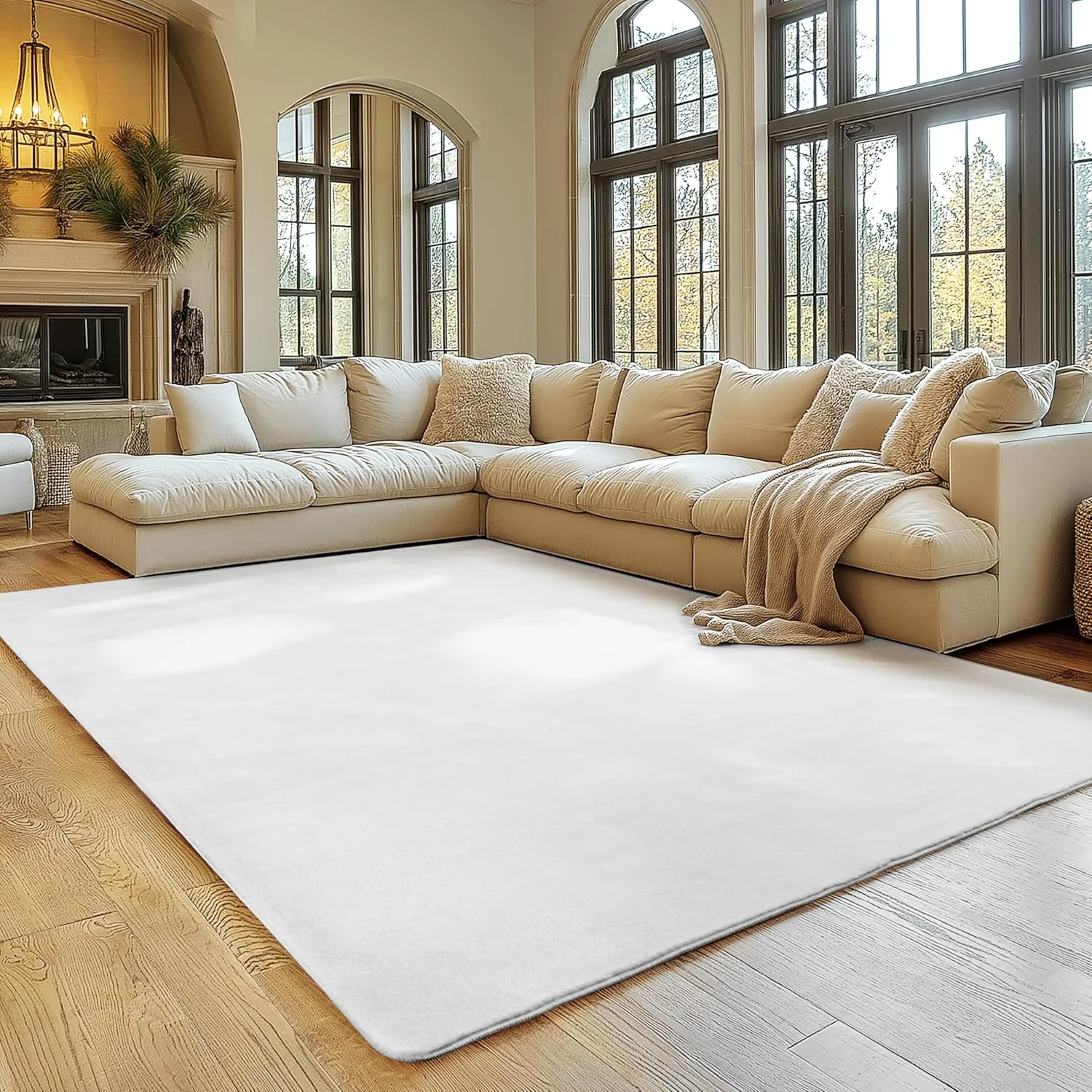 SIMPEX Teppich Wohnzimmer Weiss 160x220 cm Kurzflor Teppich Waschbar, weich & rutschfest, modern einfarbiges Design für…