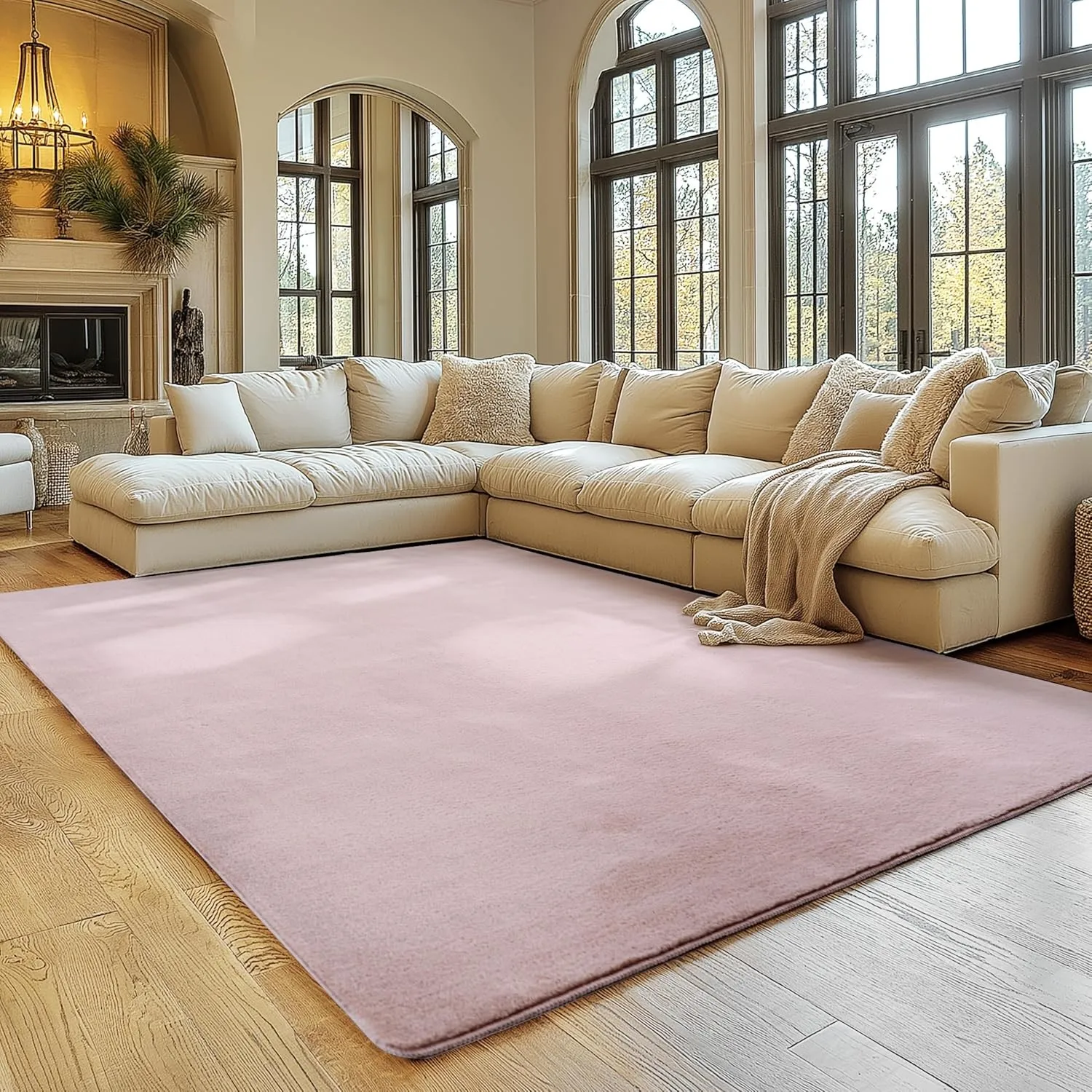 SIMPEX Teppich Rosa 120x160 cm Waschbarer Kurzflor Teppich, rutschfest & weich, modernes einfarbiges Design für Wohnzim…