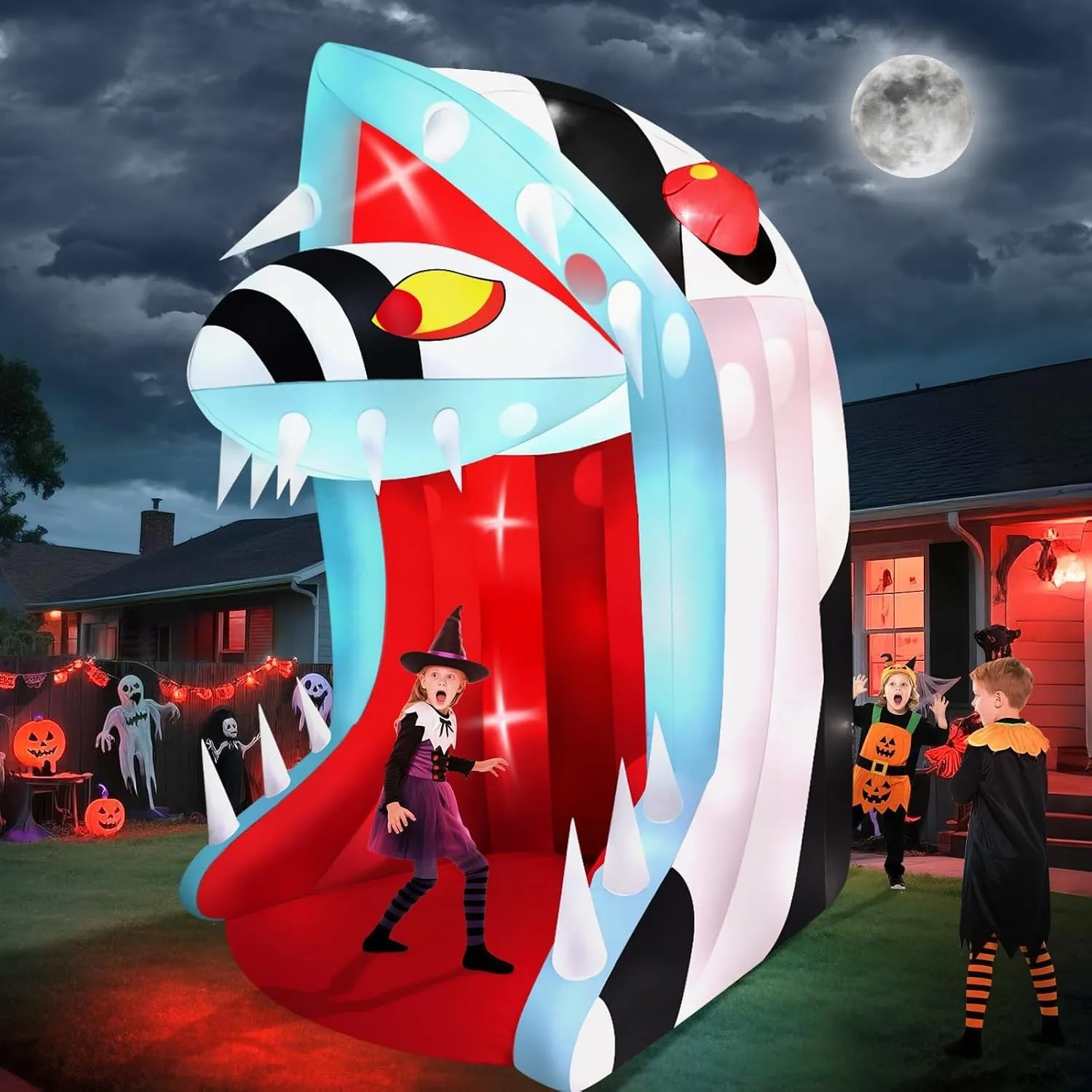 Kalolary 10 Fuß aufblasbarer Halloween Schlangenkopf