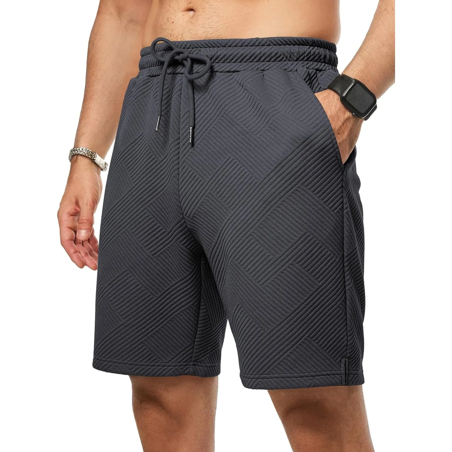 JMIERR Herren Textur Kurze Hosen mit 3 Taschen 2026 Sommer Casual Loose Shorts Elastische Taille