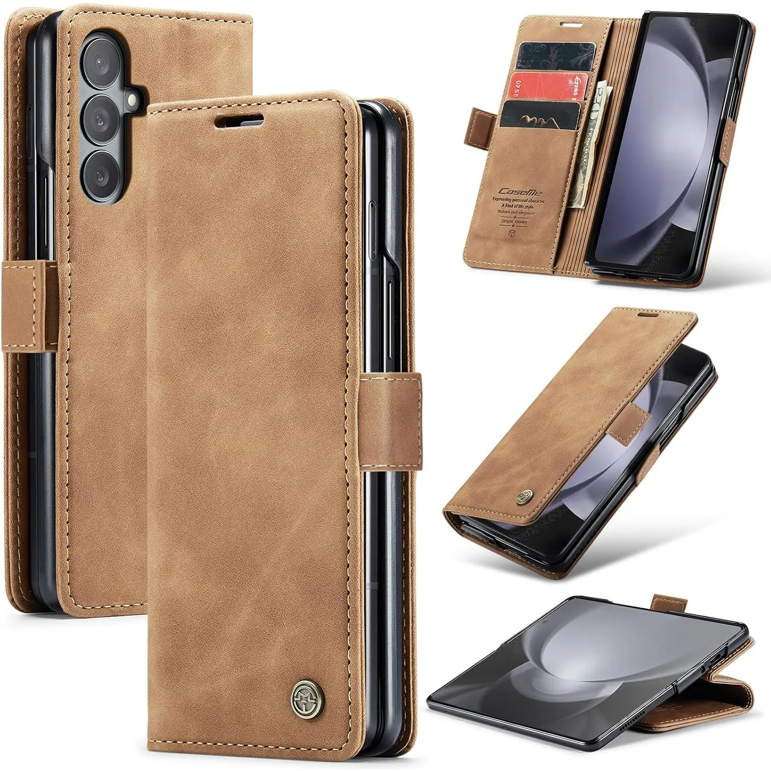 Handyhülle für Samsung Galaxy Z Fold 7 5G Hülle Premium Lederhülle Flip Case Magnet Tascher Kartenfach Standfunktion Kl…