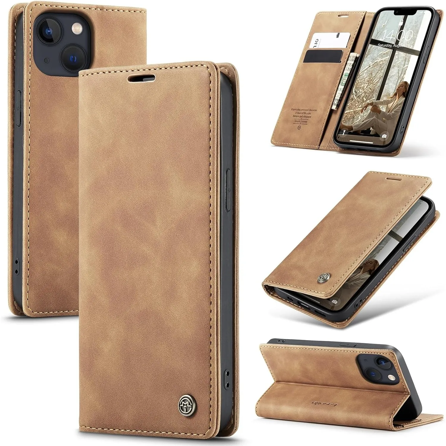 Handyhülle für iPhone 14 5G Hülle Premium Lederhülle Flip Case Magnet Tascher Kartenfach Standfunktion Klapphülle Schut…