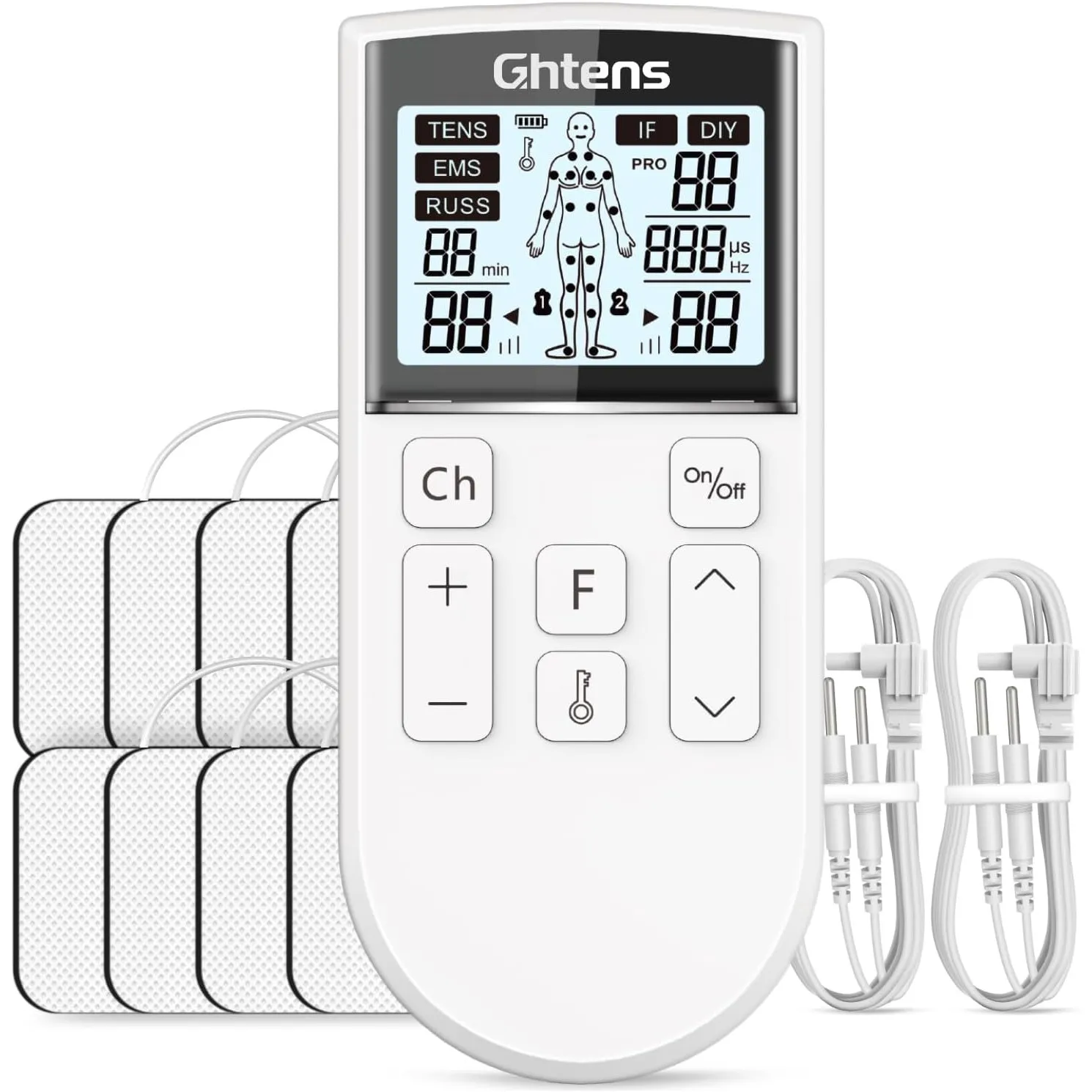 GHTENS TENS Gerät Schmerztherapie, 5-in-1 Reizstromgerät (TENS/EMS/IF/RUSS/DIY) zur Schmerzlinderung durch elektrische …