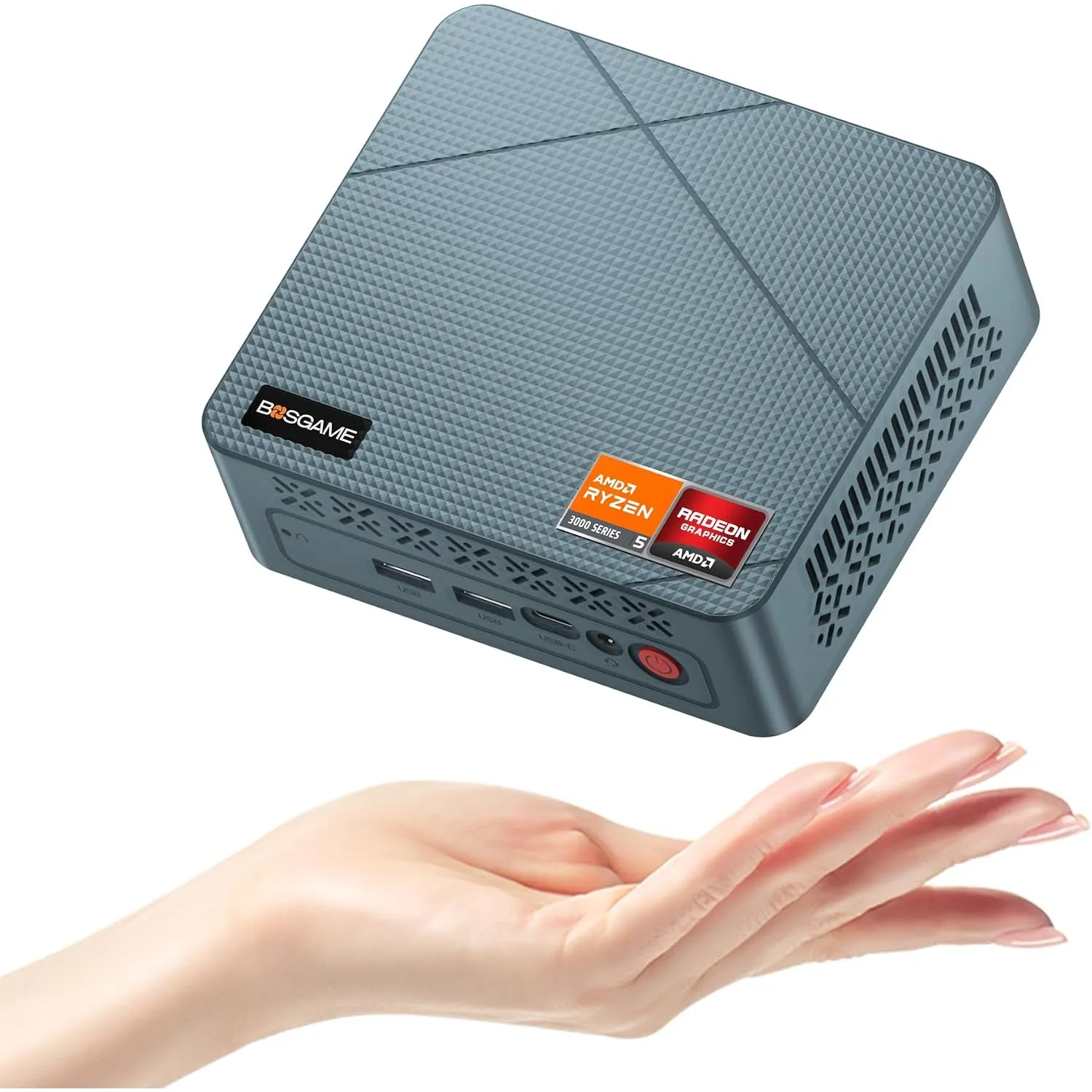 BOSGAME E2 Air Mini PC, AMD Ryzen 5 3501U, 8GB RAM, 256GB SSD, bis zu 3,7GHz | Dual HDMI 4K@60Hz + USB-C, LAN, Wi-Fi 5,…