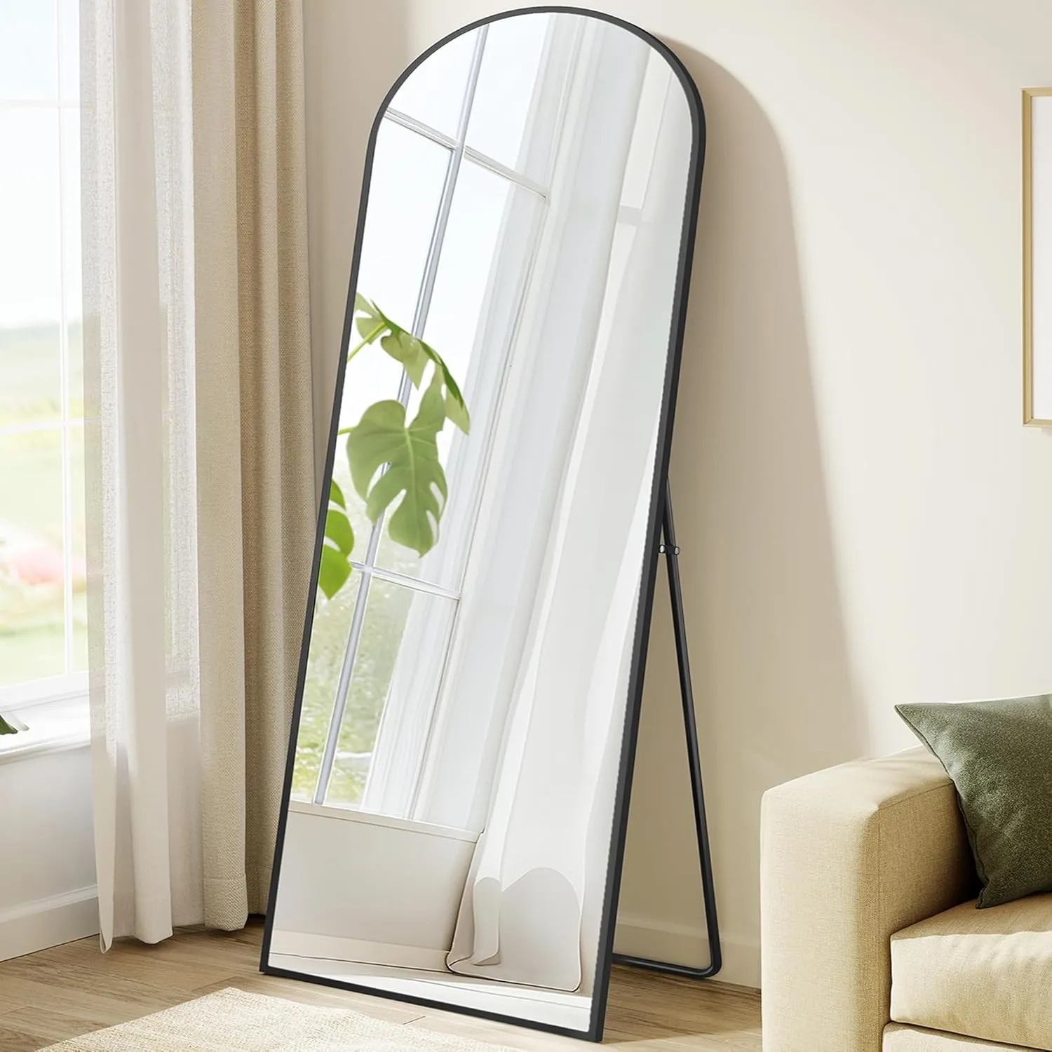 SONGMICS Ganzkörperspiegel, 165 x 60 cm, gewölbter Standspiegel, Rahmen aus Aluminiumlegierung, Hartglas, für Schlafzim…