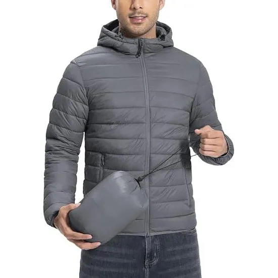 Winterjacke Herren Verpackbar Outdoor Daunenjacken Hooded Jacket Herbst Wasserdicht Puffer Jacke Mit 6 Taschen for Runn…