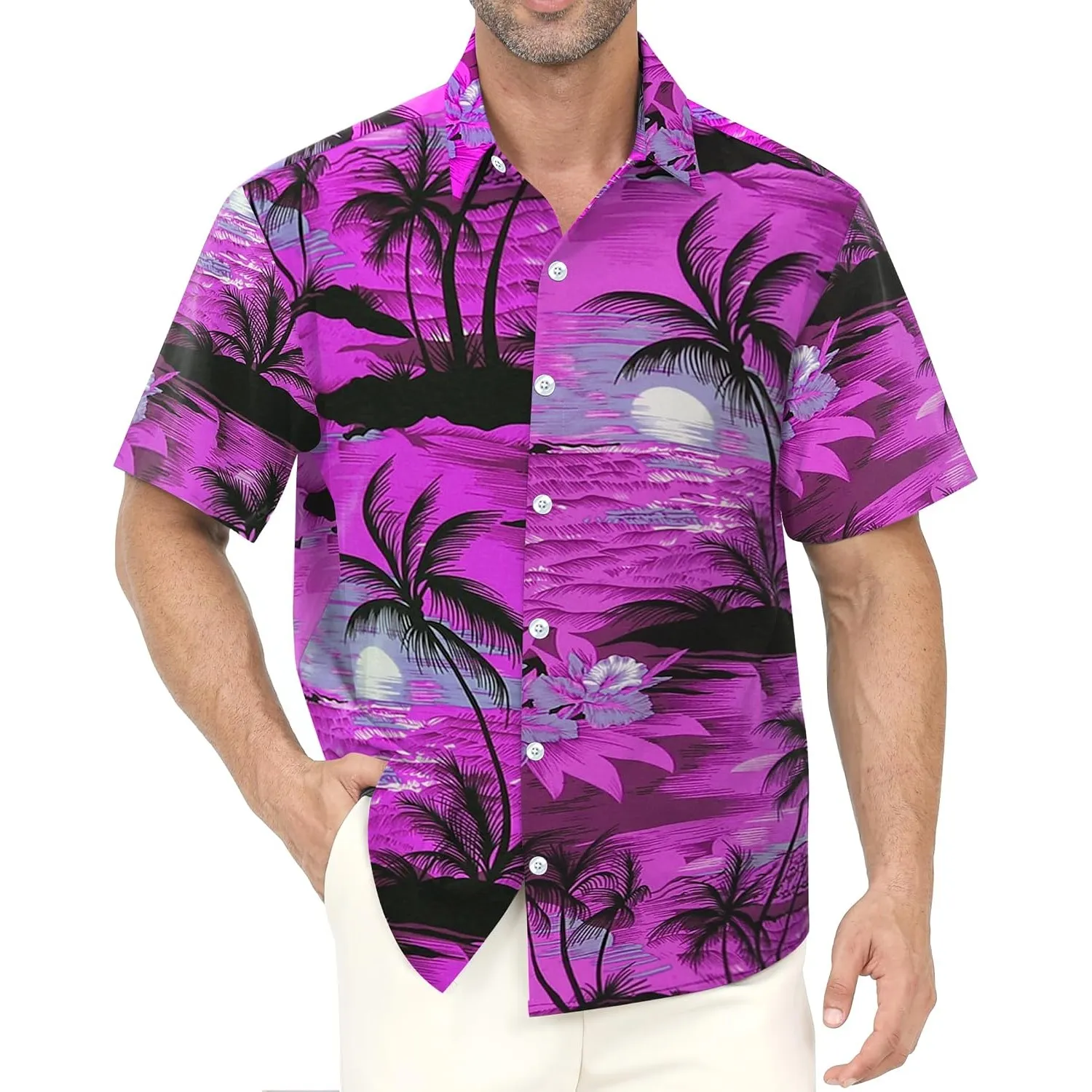 Hawaii Hemd Männer Blumen Kurzarm Freizeit Urlaub Strandhemd | Button-Down-Sommerhemd, leichtes und schnelltrocknendes …